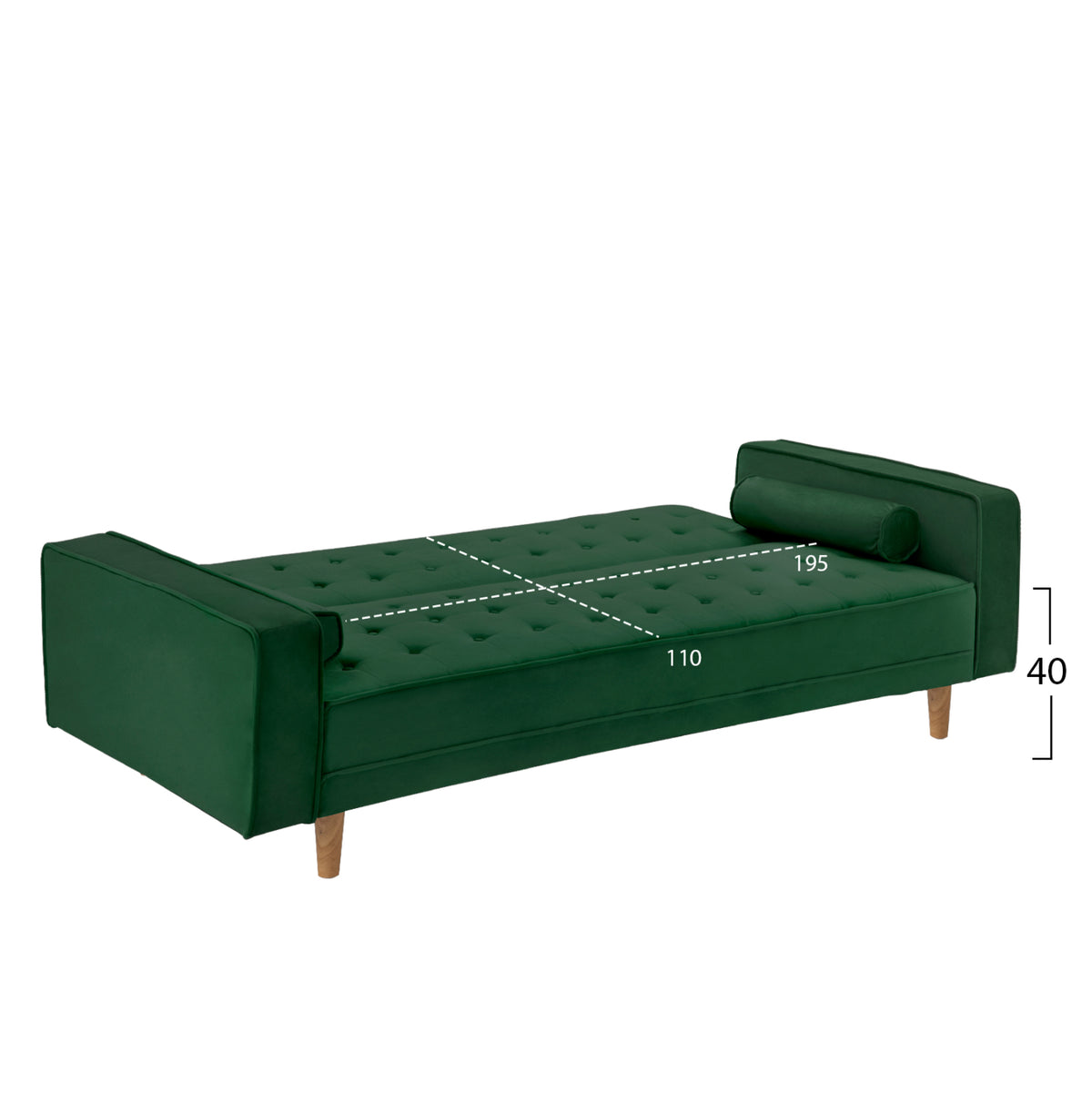 Разтегателен диван Кремона кадифе зелен 224X88X84Y cm.