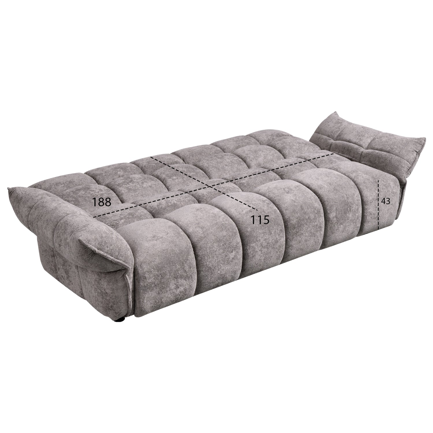 Диван легло Позитано сив плат, покет пружини 240-250x90x85 см