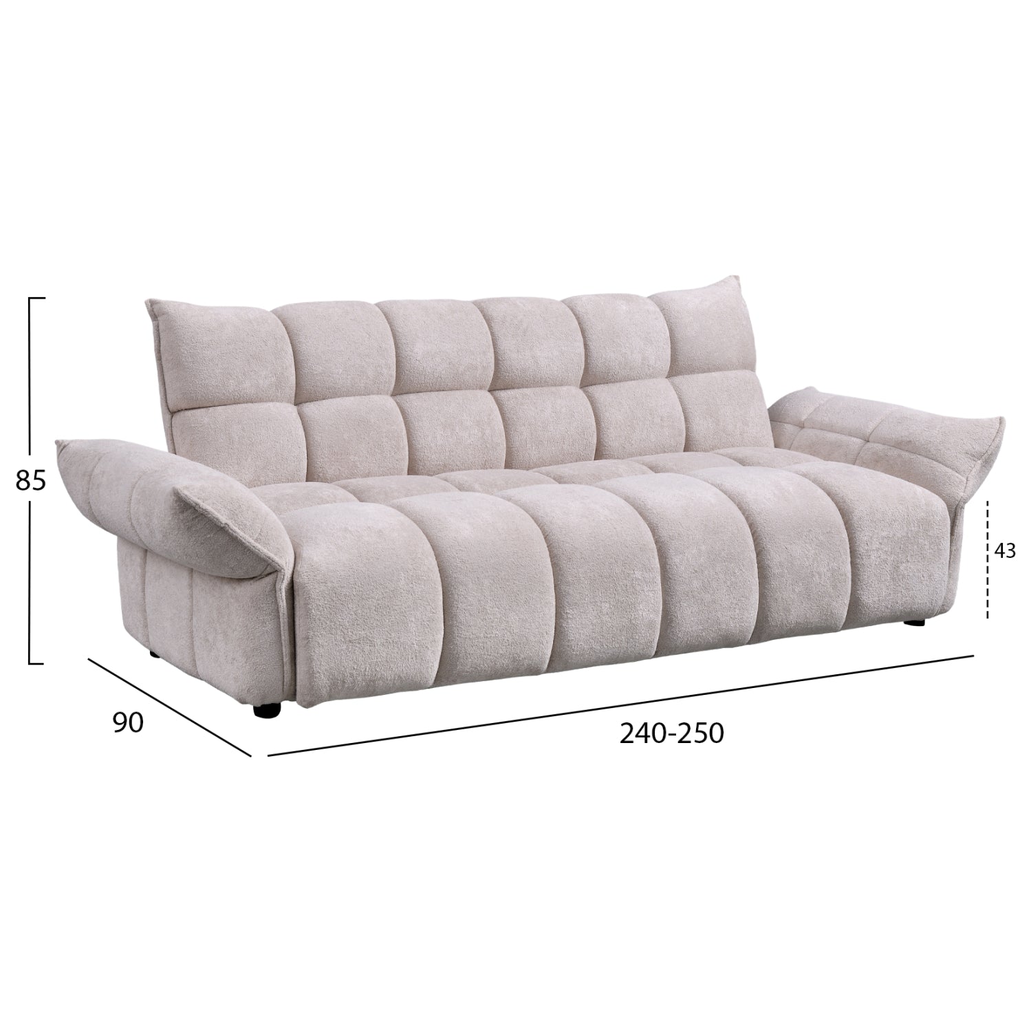 Диван легло Позитано бежов плат с покет пружини 240-250x90x85 см