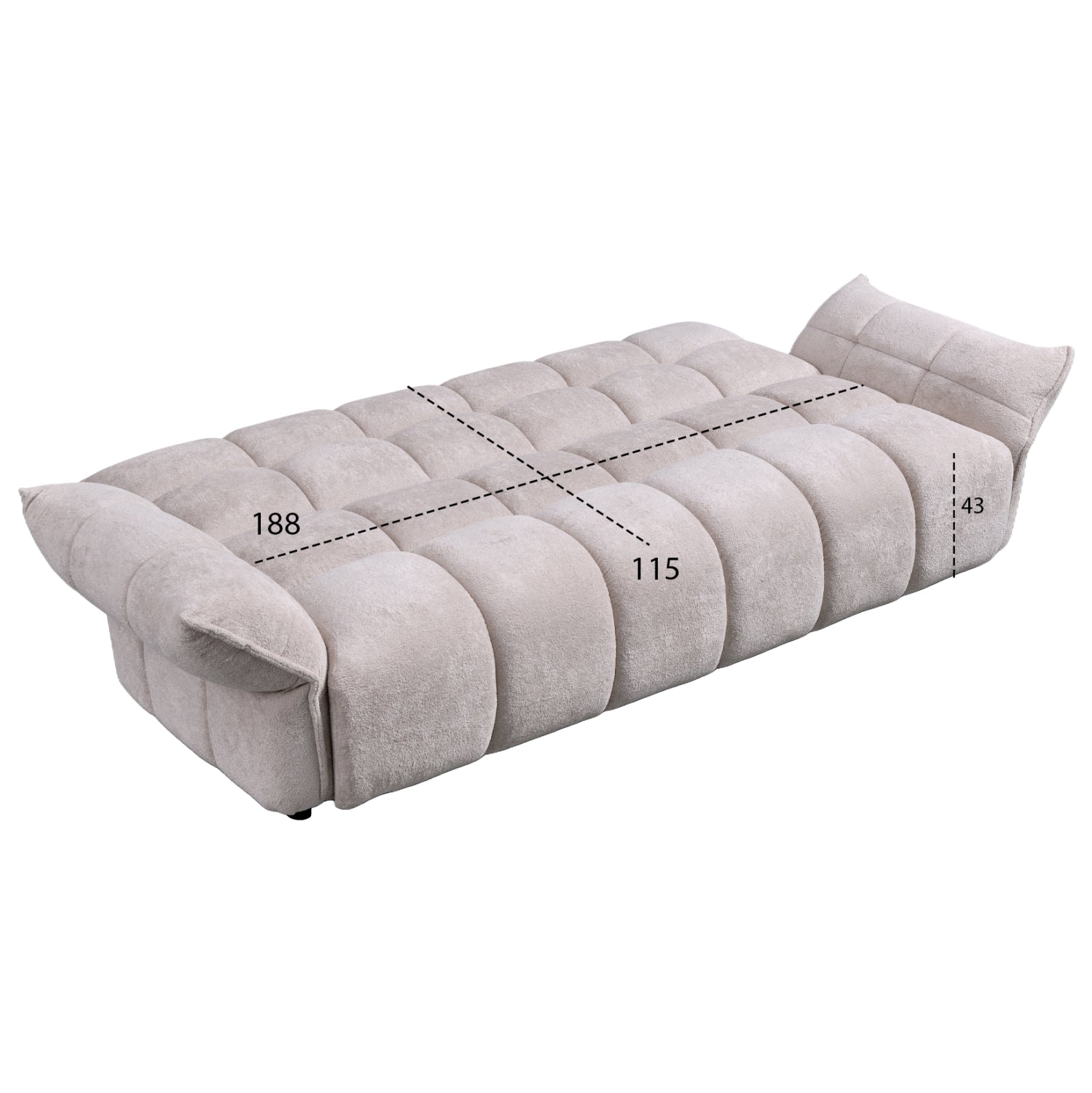 Диван легло Позитано бежов плат с покет пружини 240-250x90x85 см