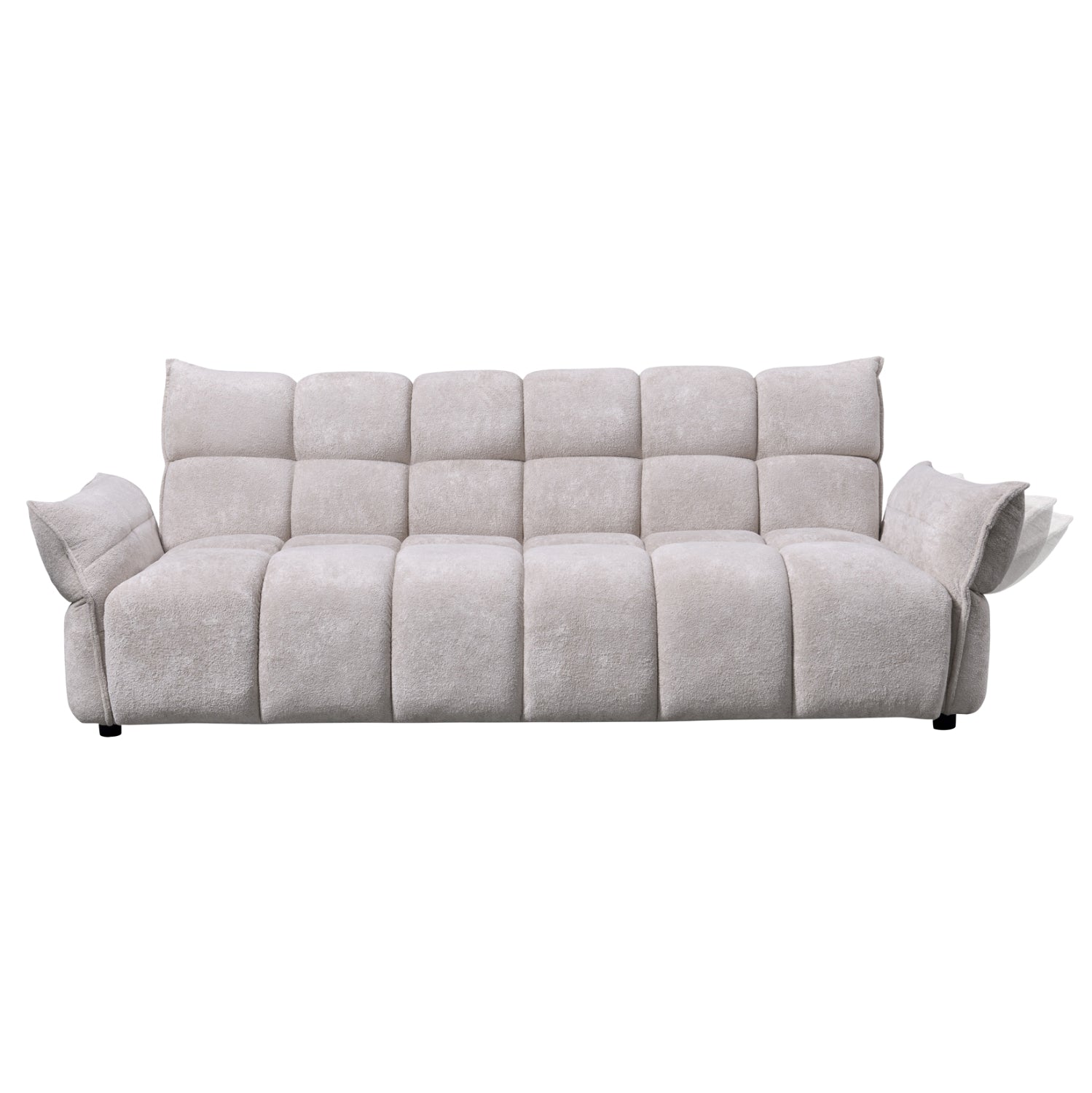 Диван легло Позитано бежов плат с покет пружини 240-250x90x85 см