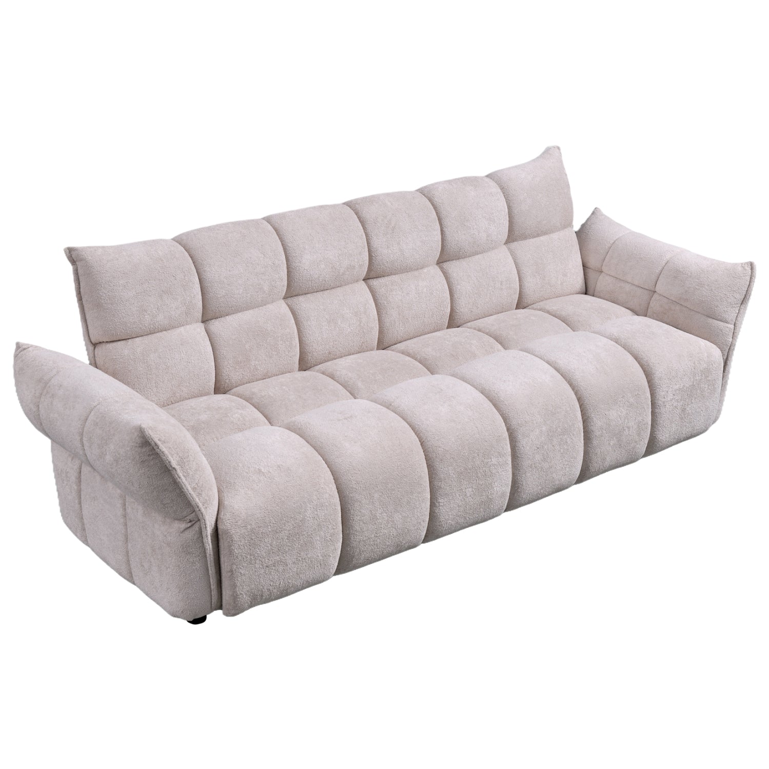 Диван легло Позитано бежов плат с покет пружини 240-250x90x85 см