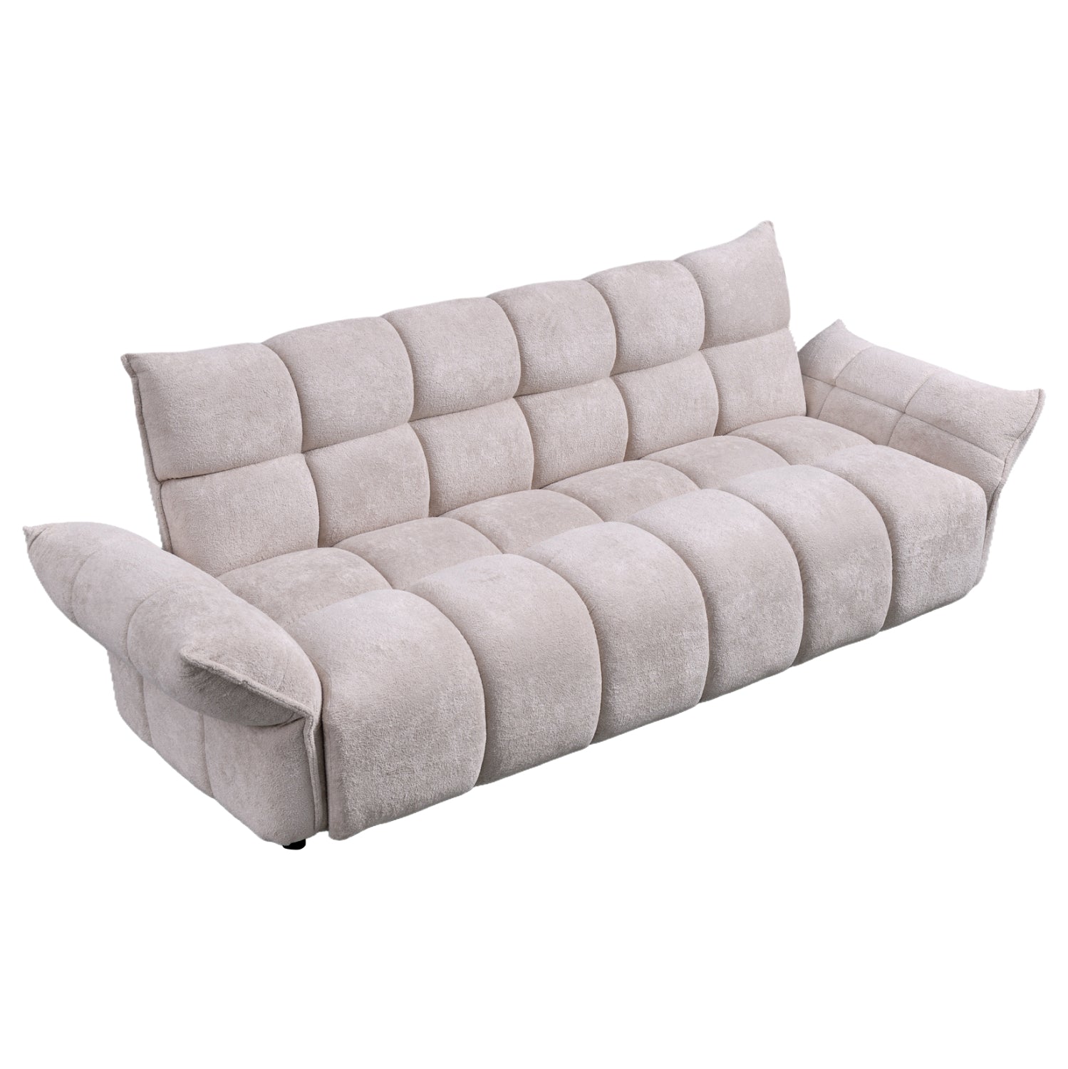 Диван легло Позитано бежов плат с покет пружини 240-250x90x85 см