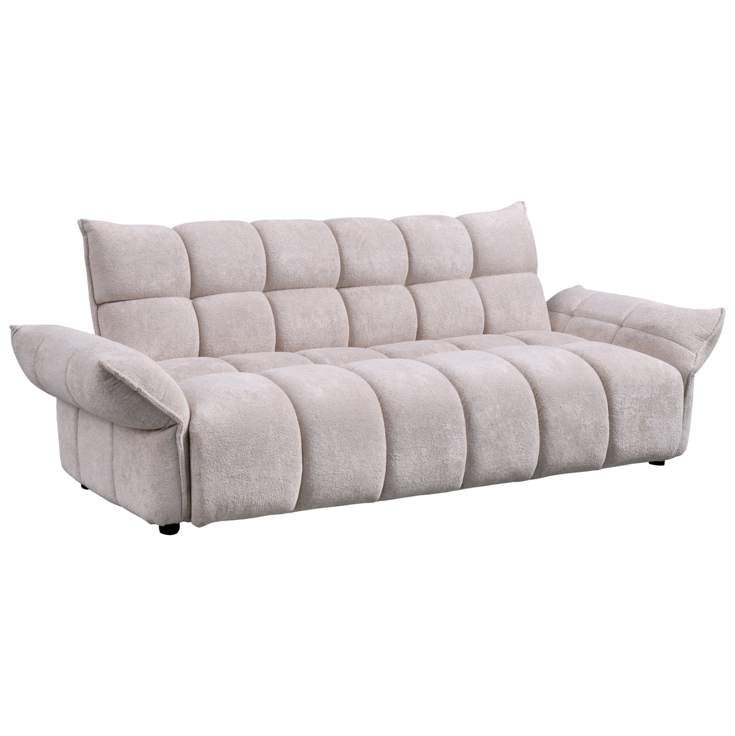 Диван легло Позитано бежов плат с покет пружини 240-250x90x85 см