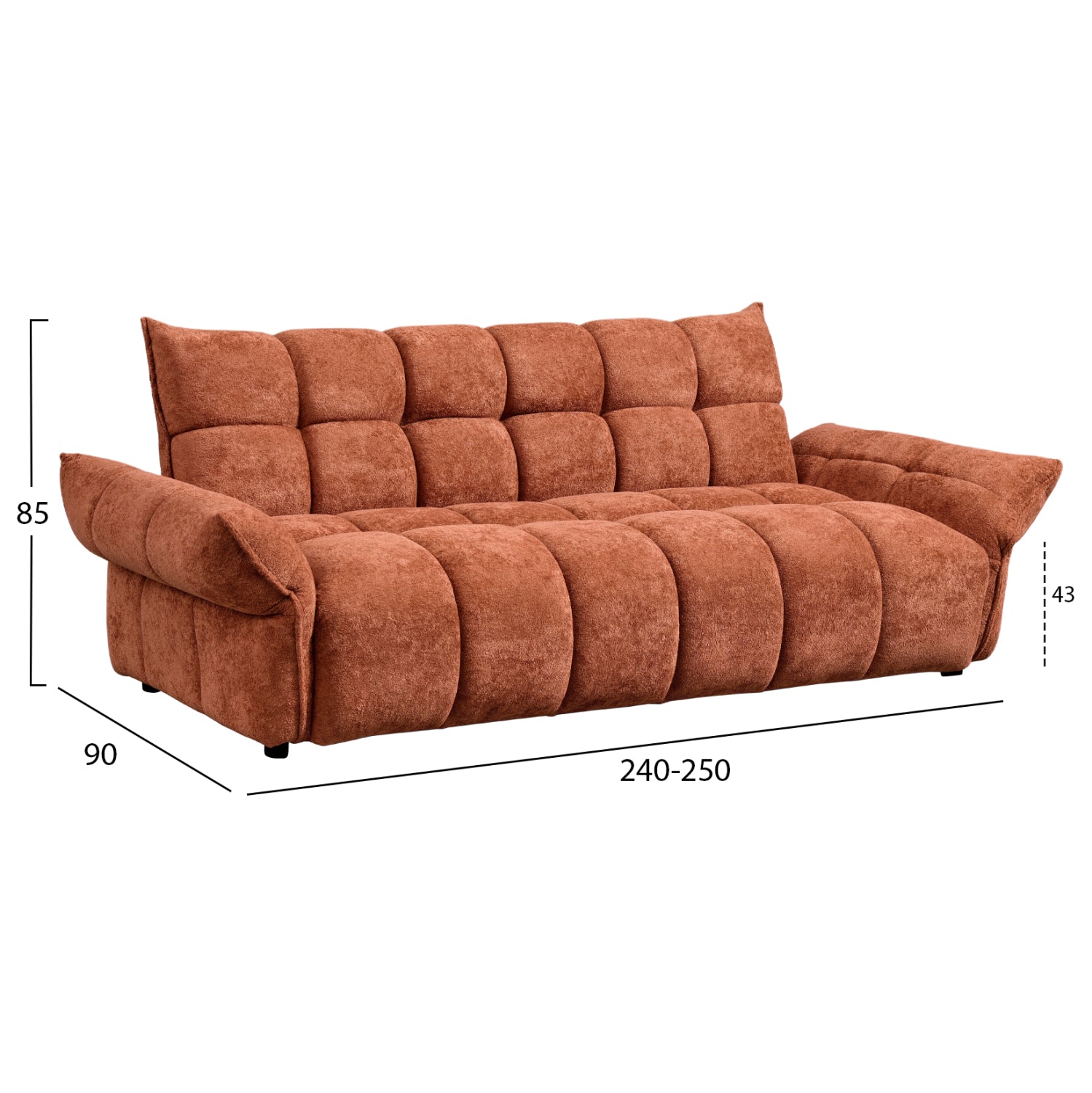Диван легло Позитано теракота плат с покет пружини 240-250x90x85 см
