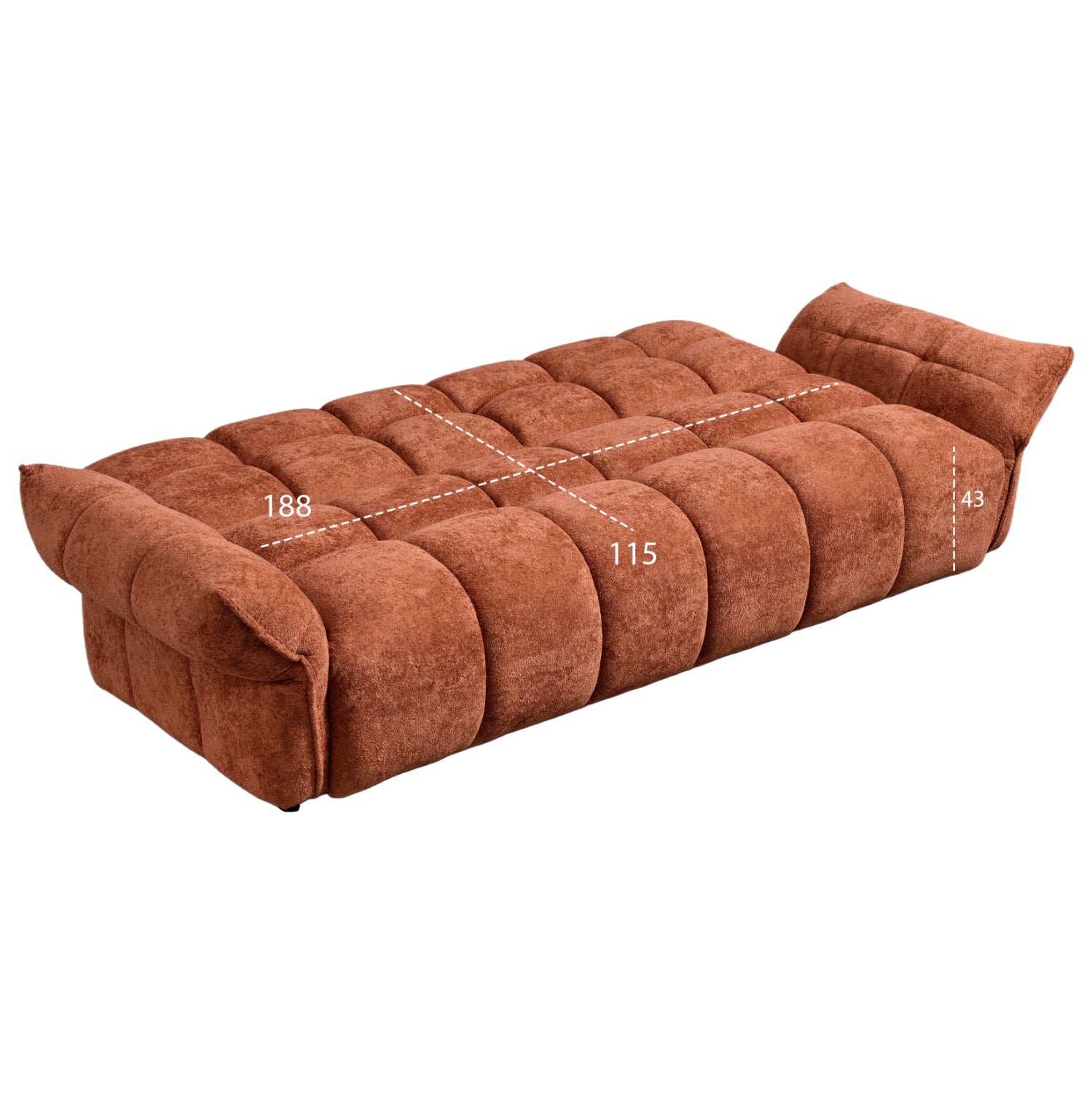 Диван легло Позитано теракота плат с покет пружини 240-250x90x85 см