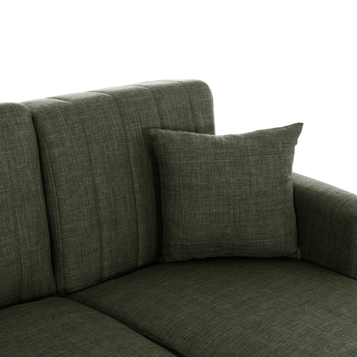 , ъглов диван с функция легло, тъмно маслинен, двулицев, 202x140x78см