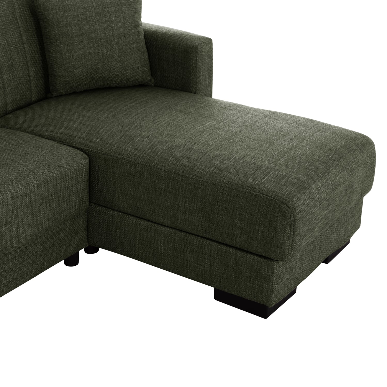 , ъглов диван с функция легло, тъмно маслинен, двулицев, 202x140x78см