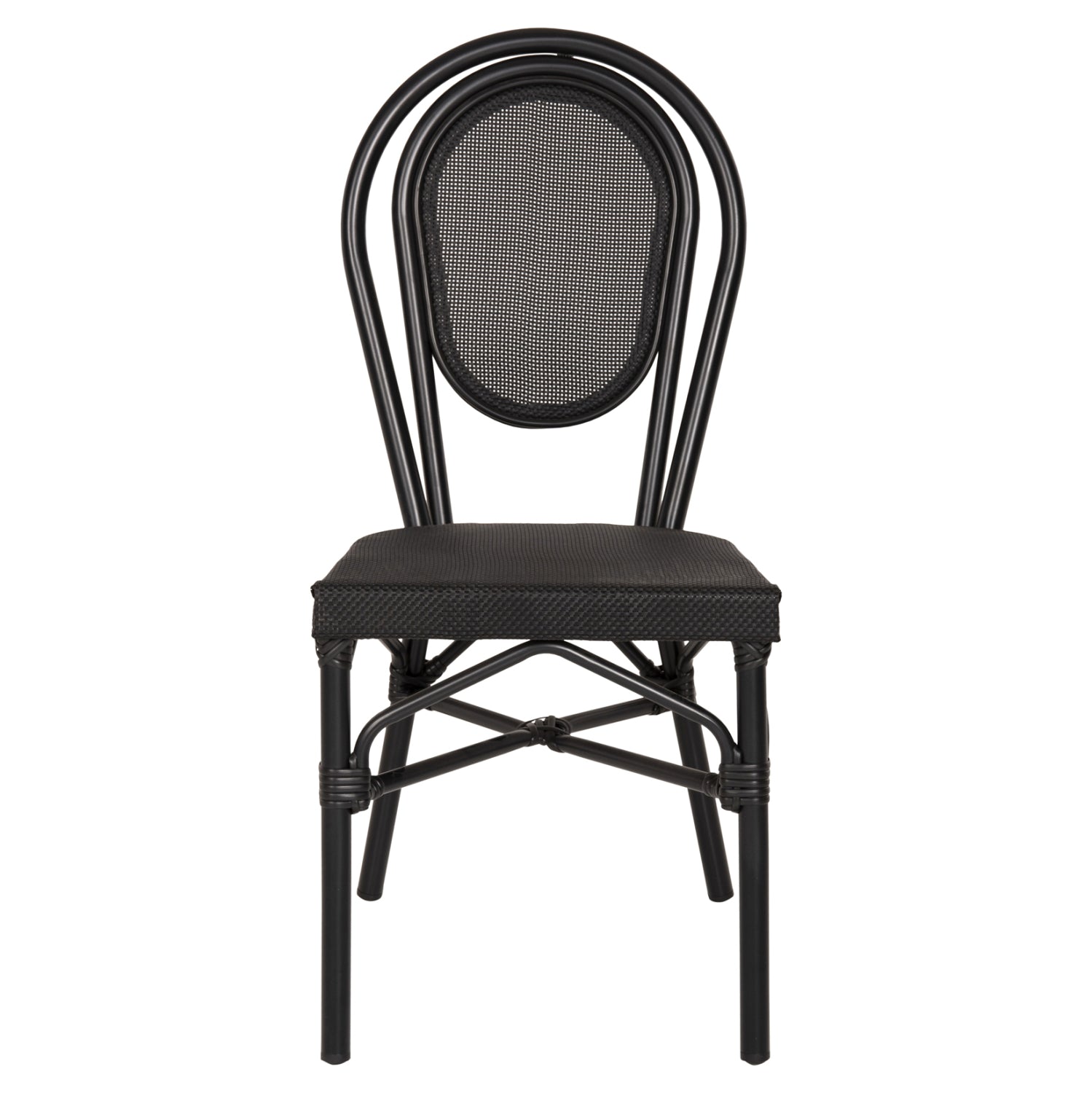 Алуминиеов стол Bamboo Look Черен с текстилен 45x57x88 см