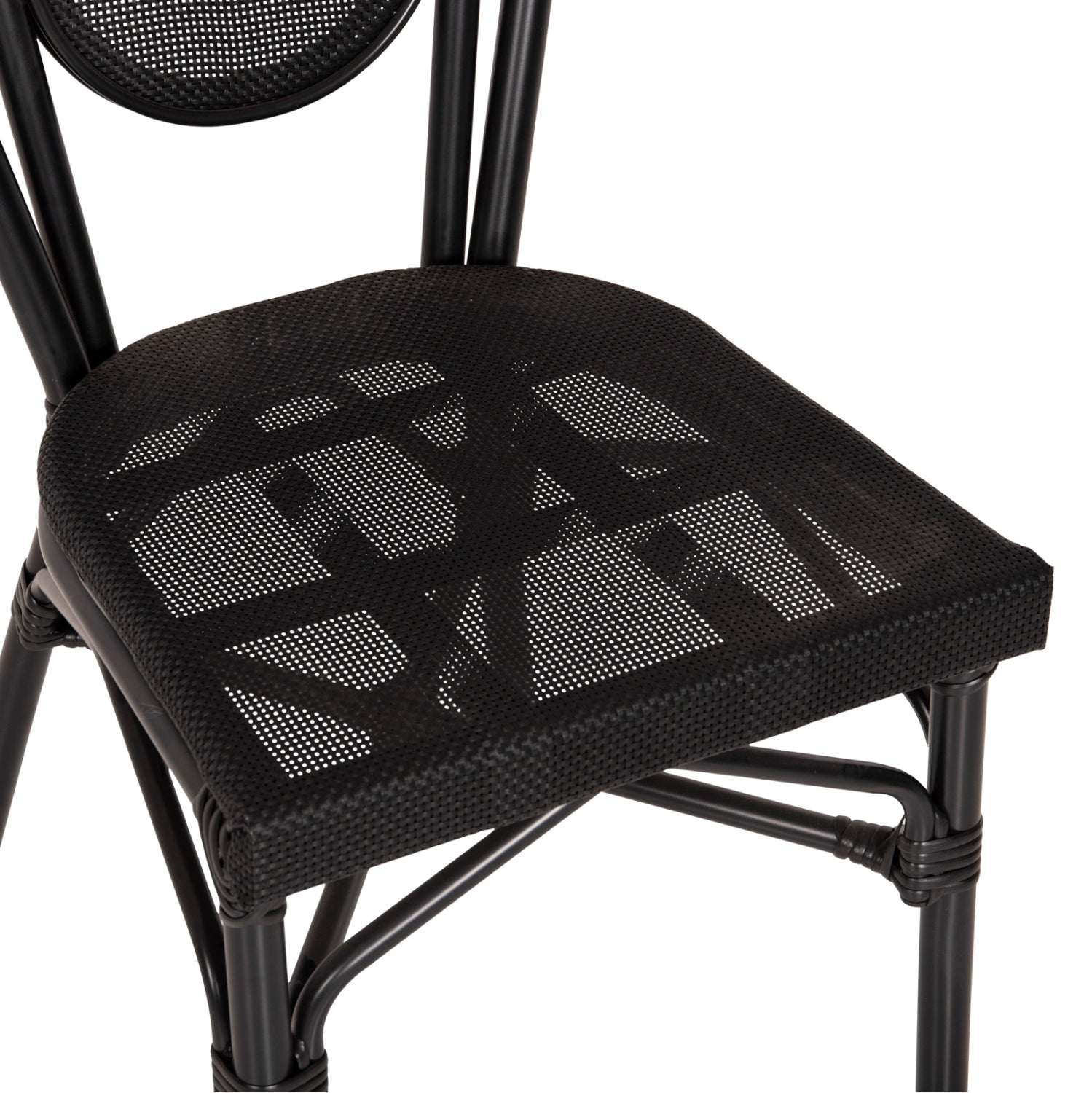 Алуминиеов стол Bamboo Look Черен с текстилен 45x57x88 см