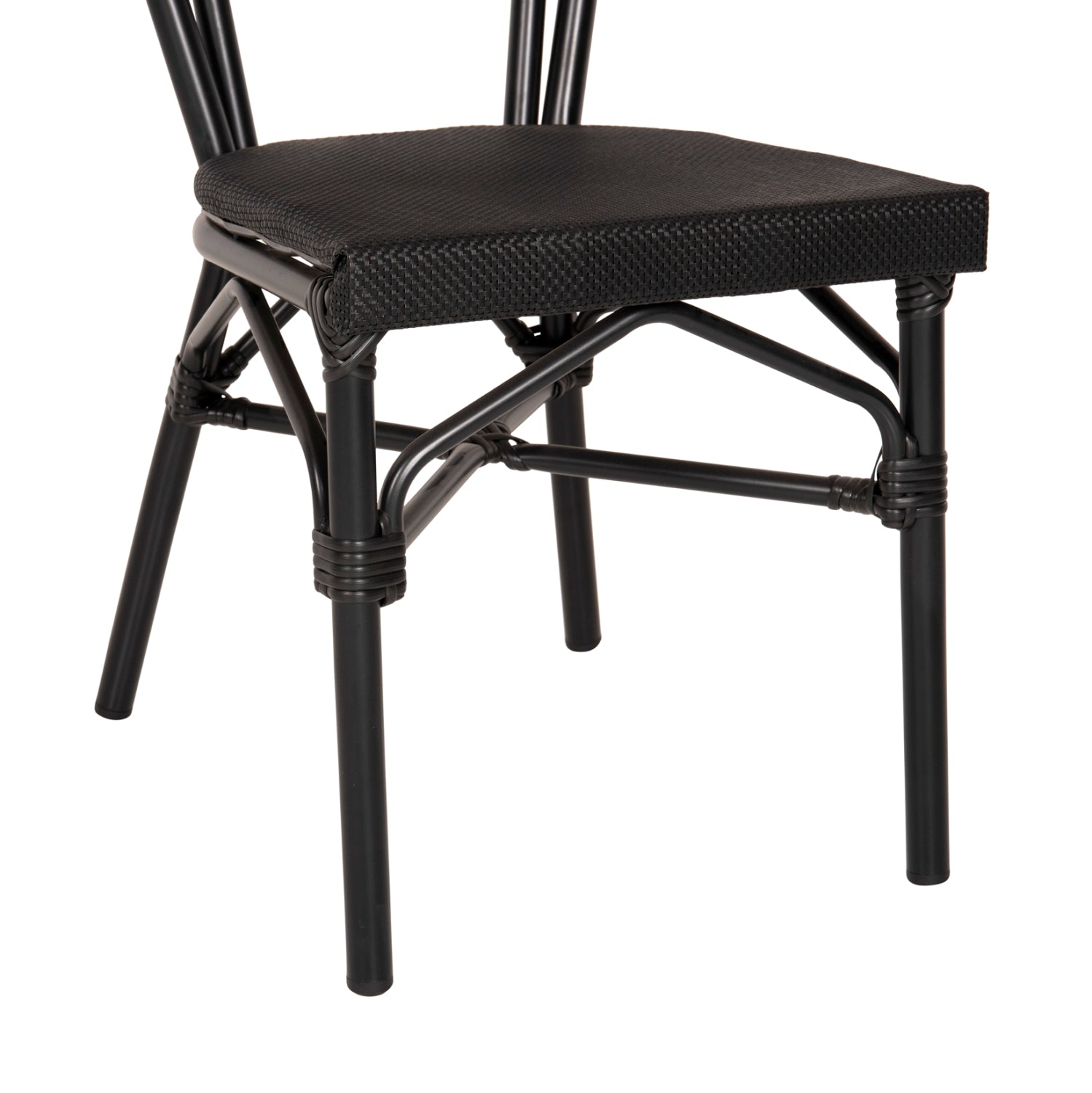 Алуминиеов стол Bamboo Look Черен с текстилен 45x57x88 см