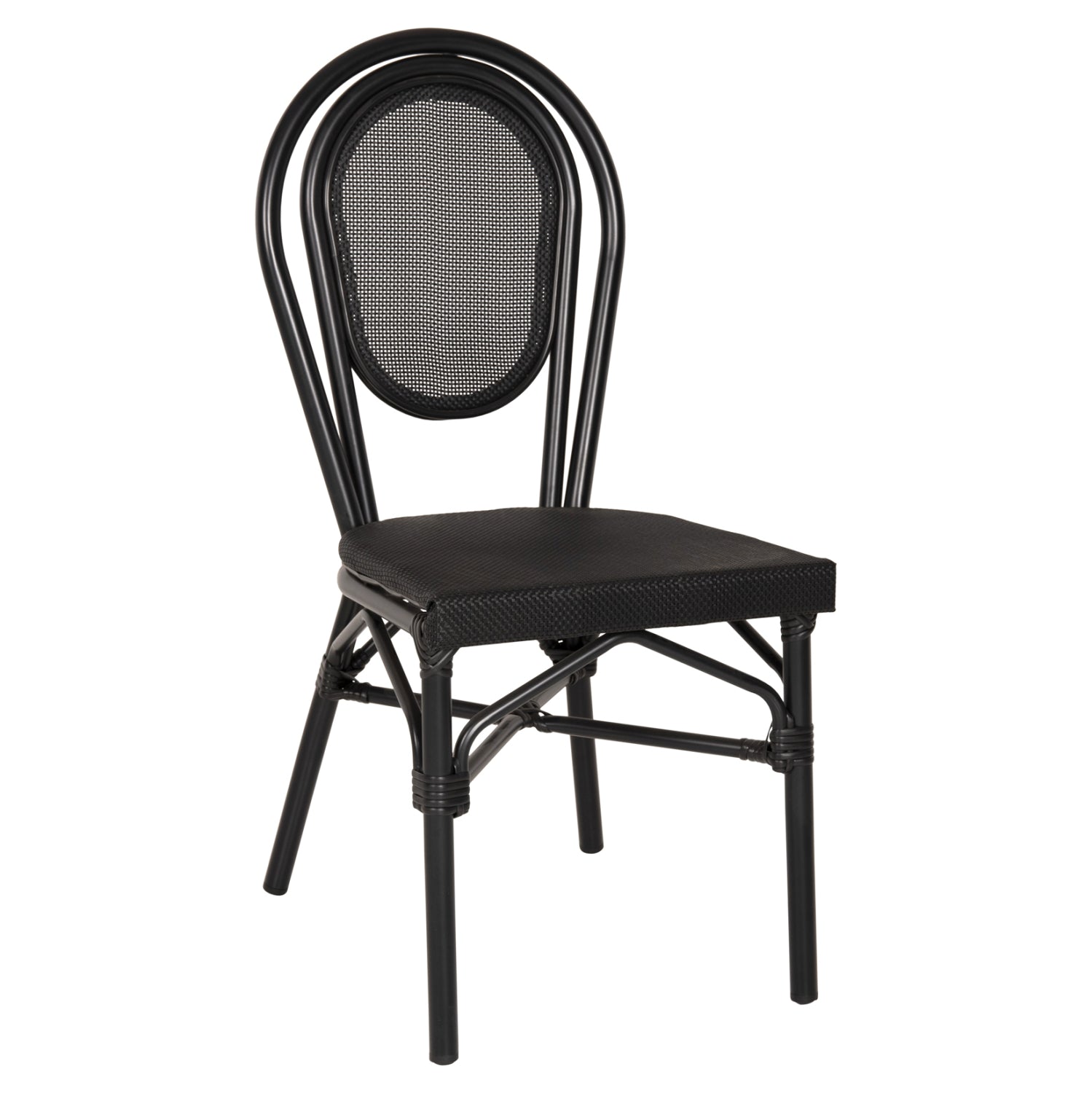 Алуминиеов стол Bamboo Look Черен с текстилен 45x57x88 см