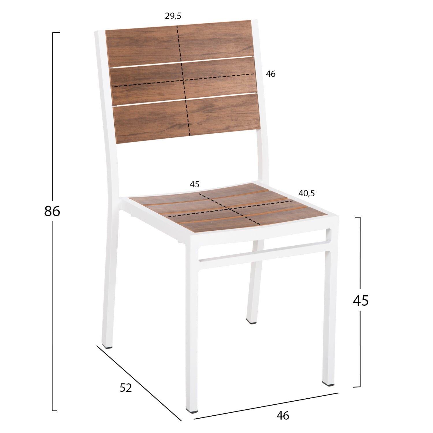 Алуминиеов стол SAGA бял с полиудо 46x52x86Hсм.
