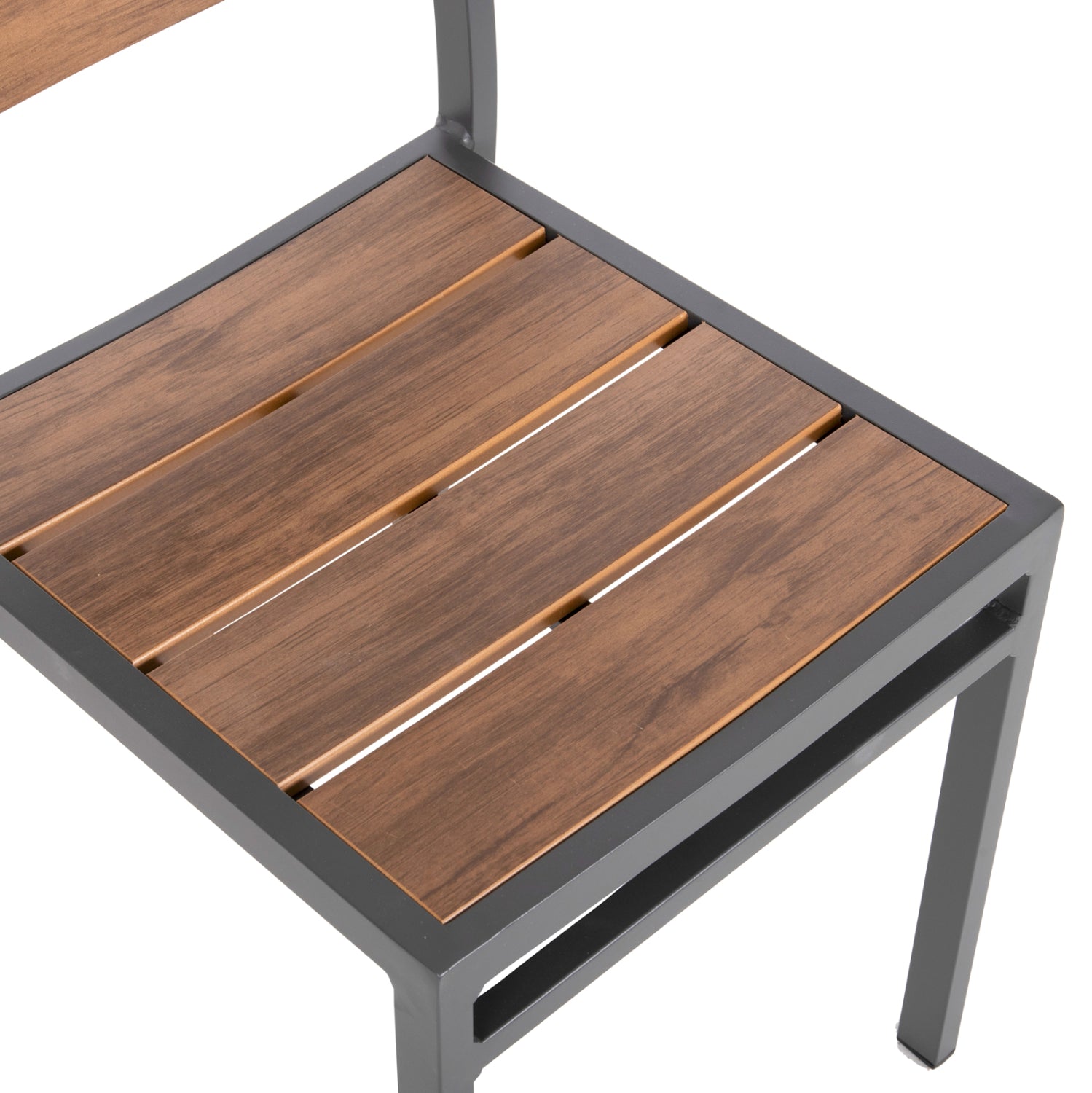 АЛУМИНИЕВ СТОЛ SAGA ТЪМНО СИВ С ПОЛИВУД 46x52x86Hсм.