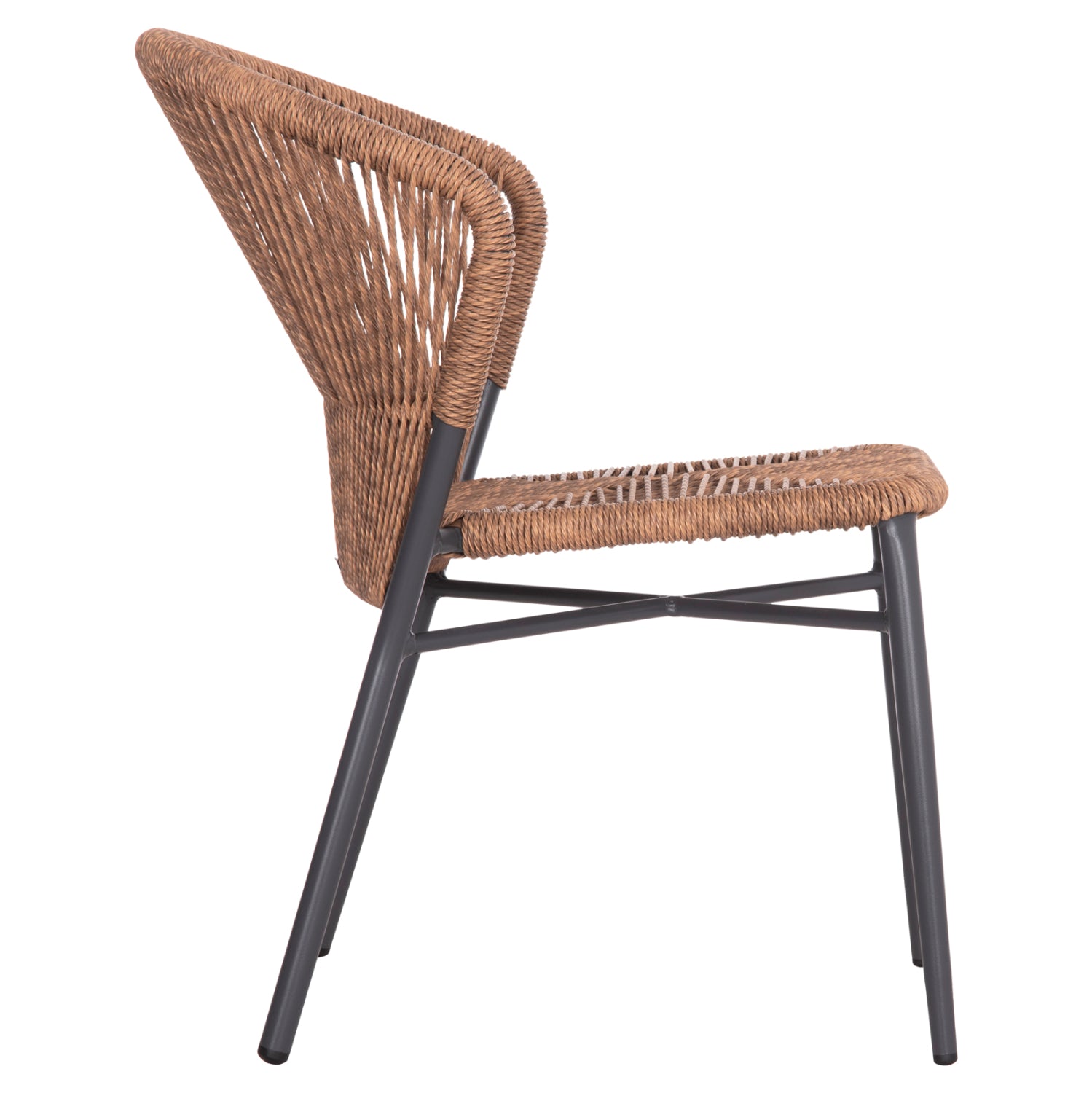 Алуминиев стол LYNN с антрацитна рамка и PE ратан в естествен цвят 57x61x79Hcm