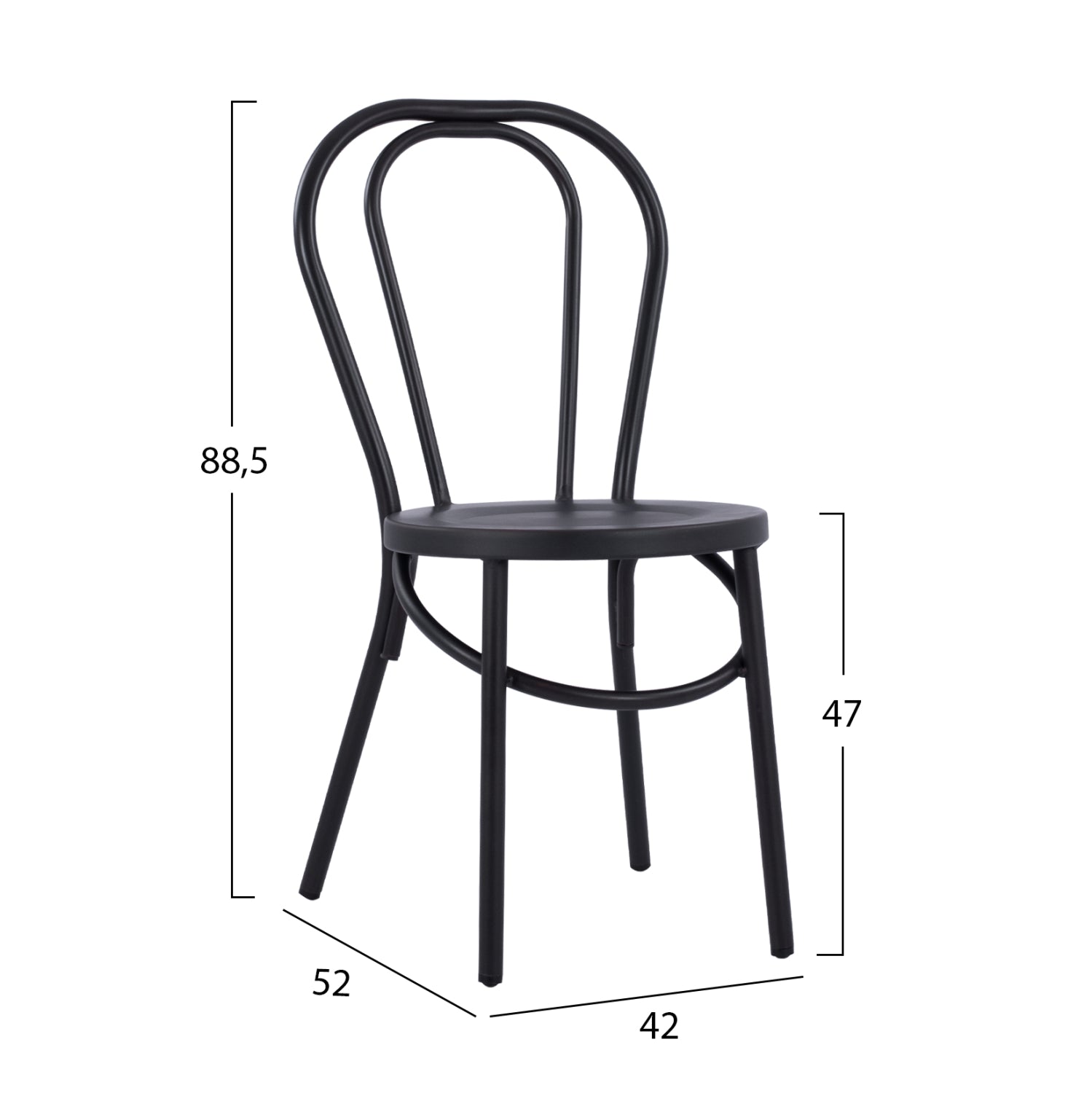 Алуминиев стол тип Виена Черен ръждясал 42x52x88,5 см