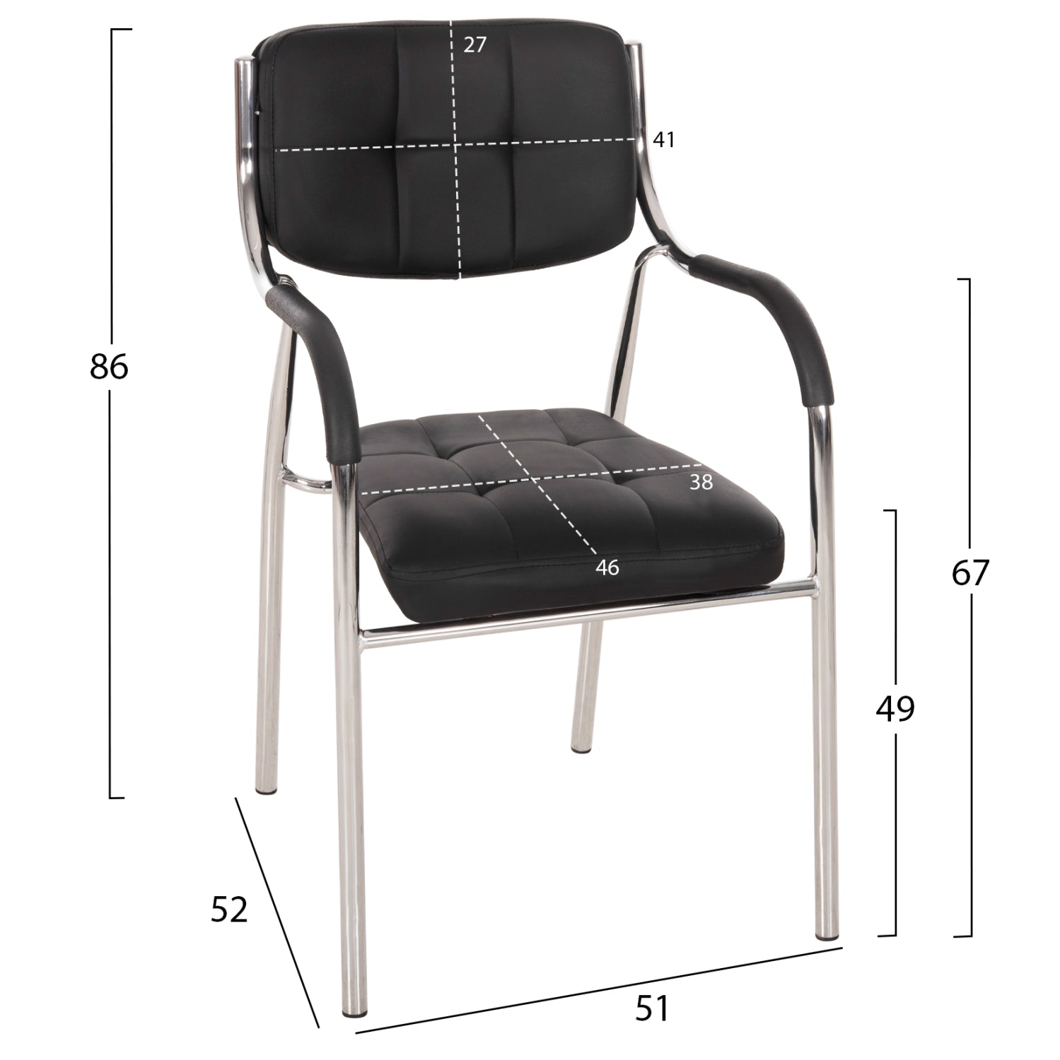 Конферентен офис стол OBERON черен PU 51x52x86 см