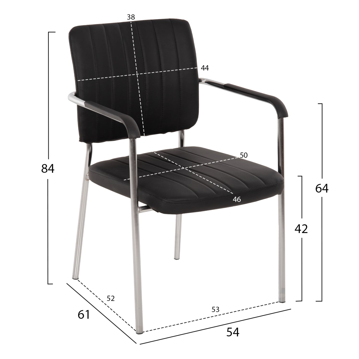 Конферентен стол с подлакътници Черен 56,5x59x85 см