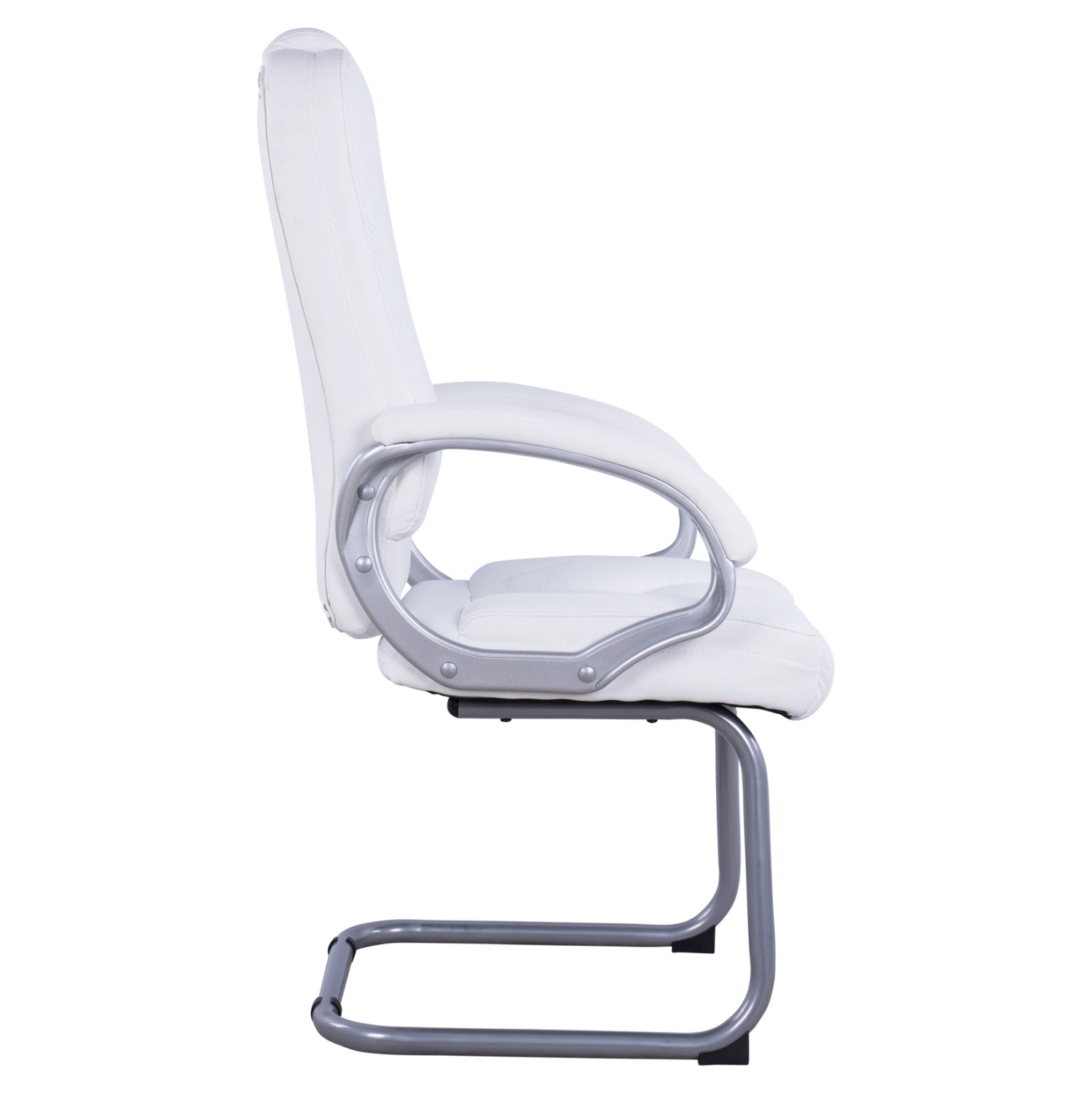 Посетителски стол с бял PU Sora 63x67x112 см