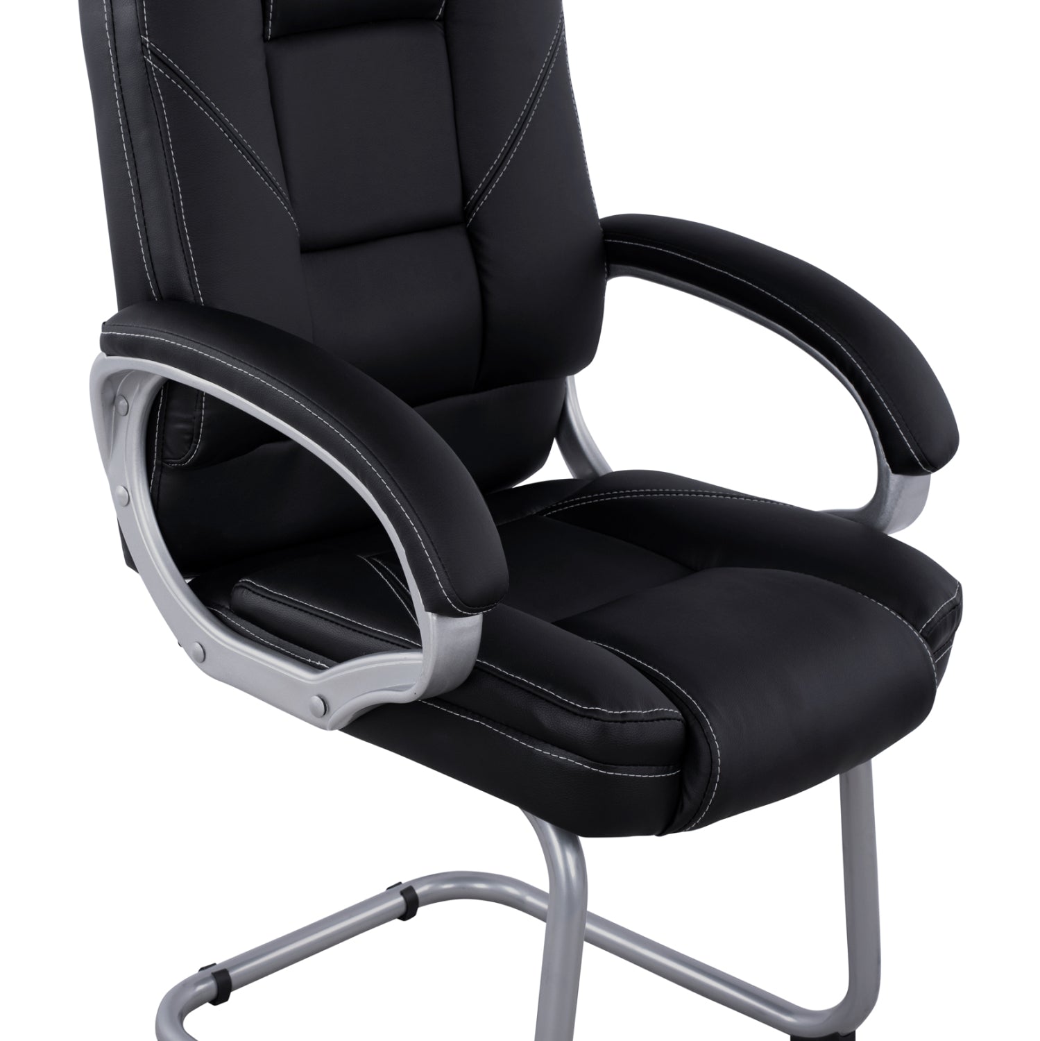 Посетителски стол с черен PU 63x67x112 см