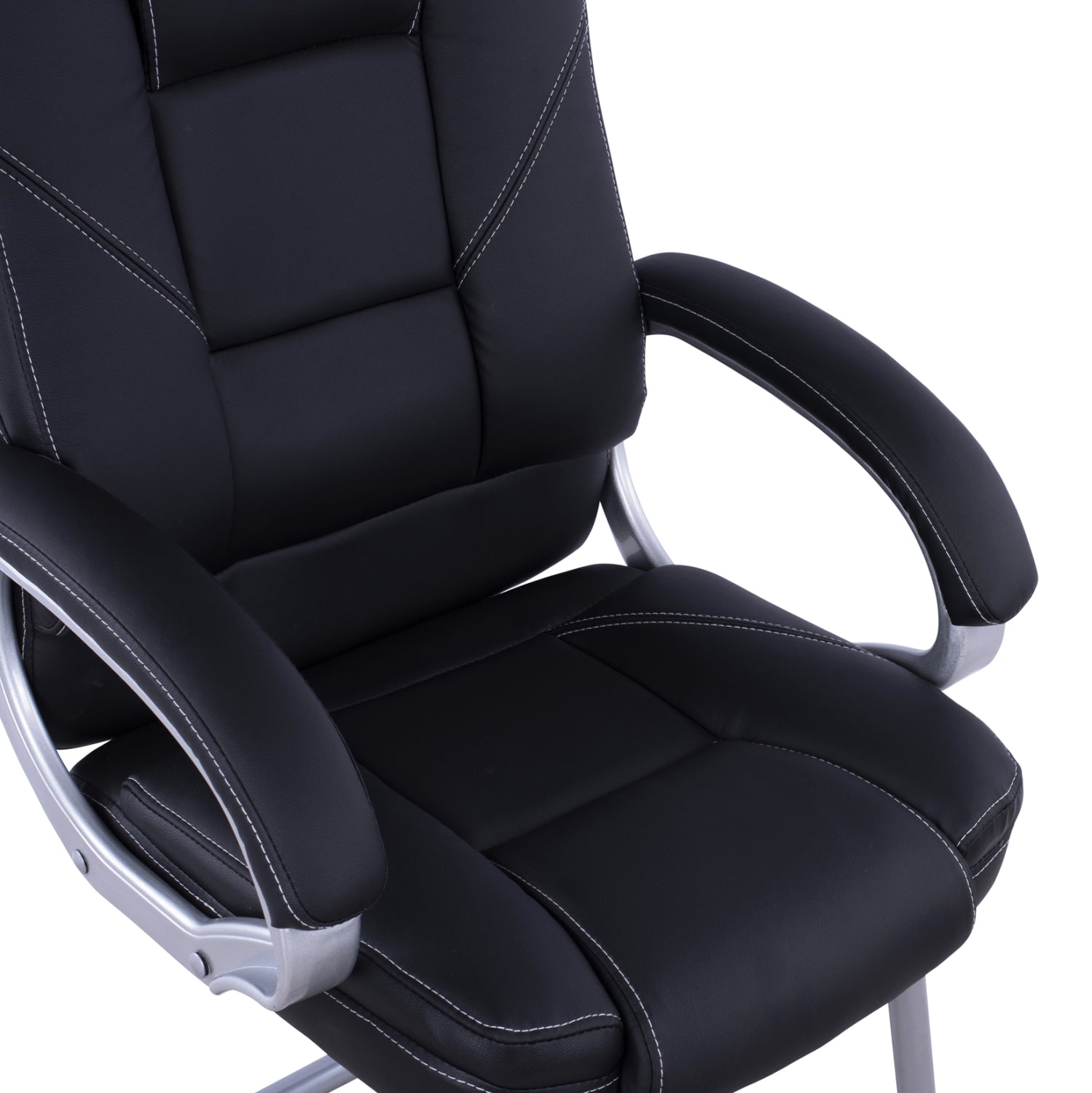 Посетителски стол с черен PU 63x67x112 см