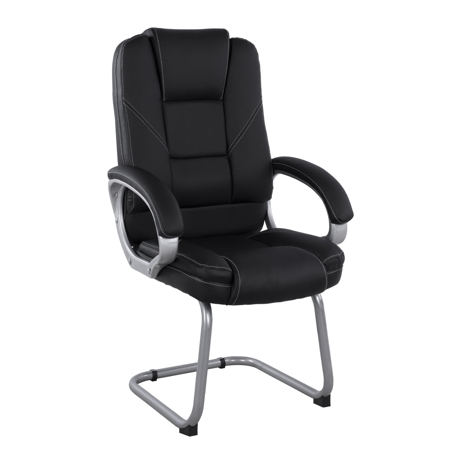 Посетителски стол с черен PU 63x67x112 см