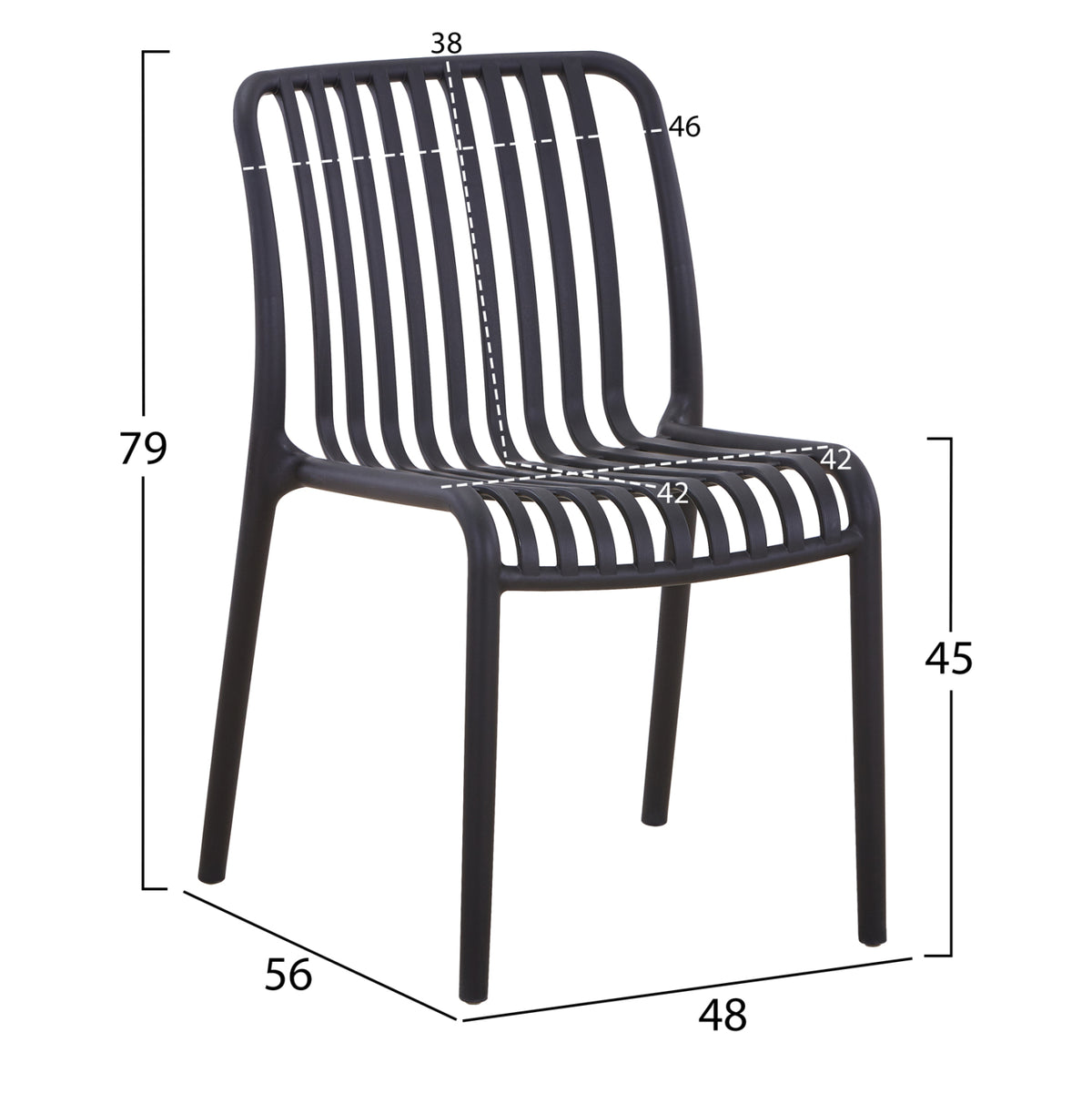 СТОЛ ЗА НАДВОР CONVEE ПОЛИПРОПИЛЕН В ЧЕРНО 48x56x79Hсм.