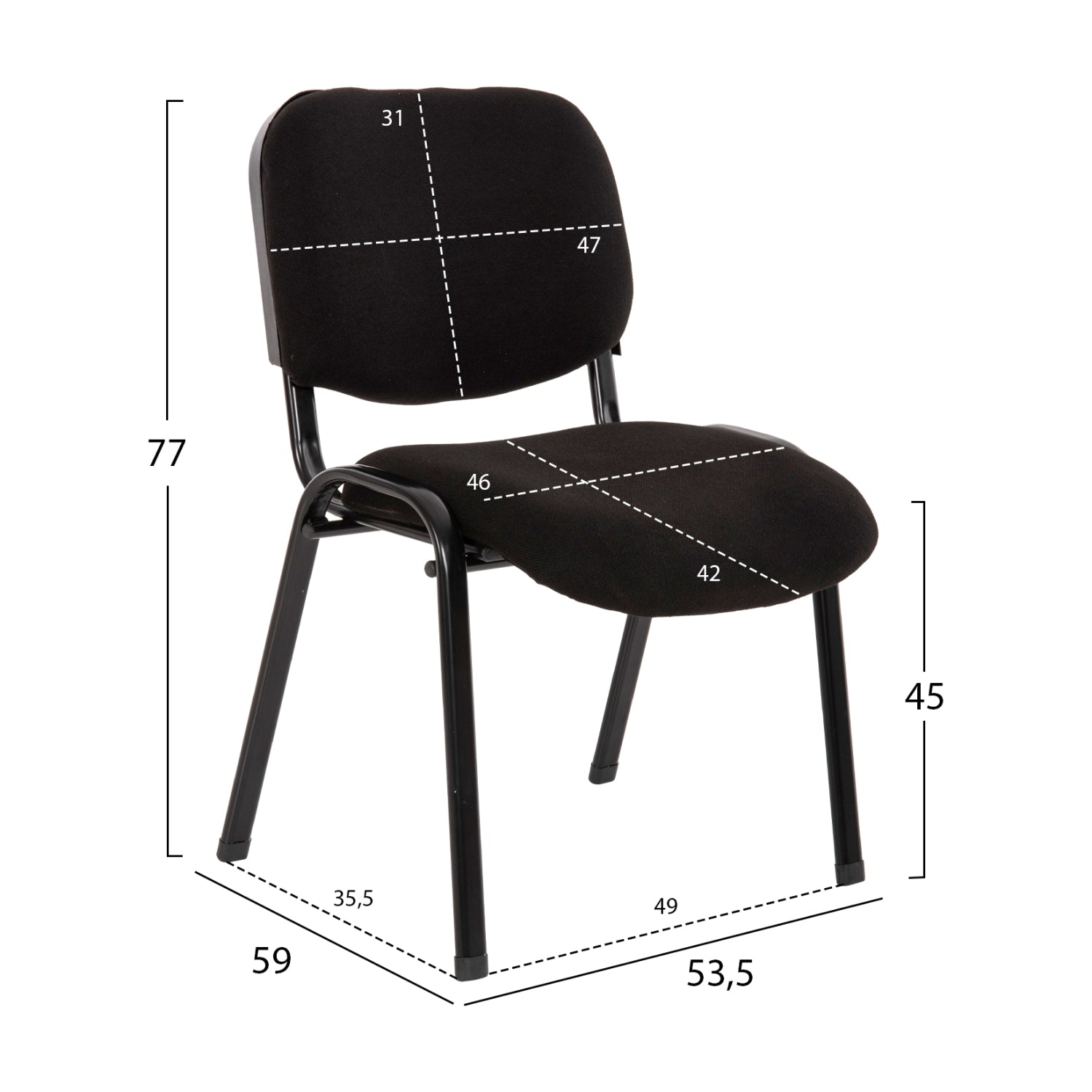 Стол за сътрудничество JANISHA HOMEMARKT черна тъкан 53,5x59x77Hcm.
