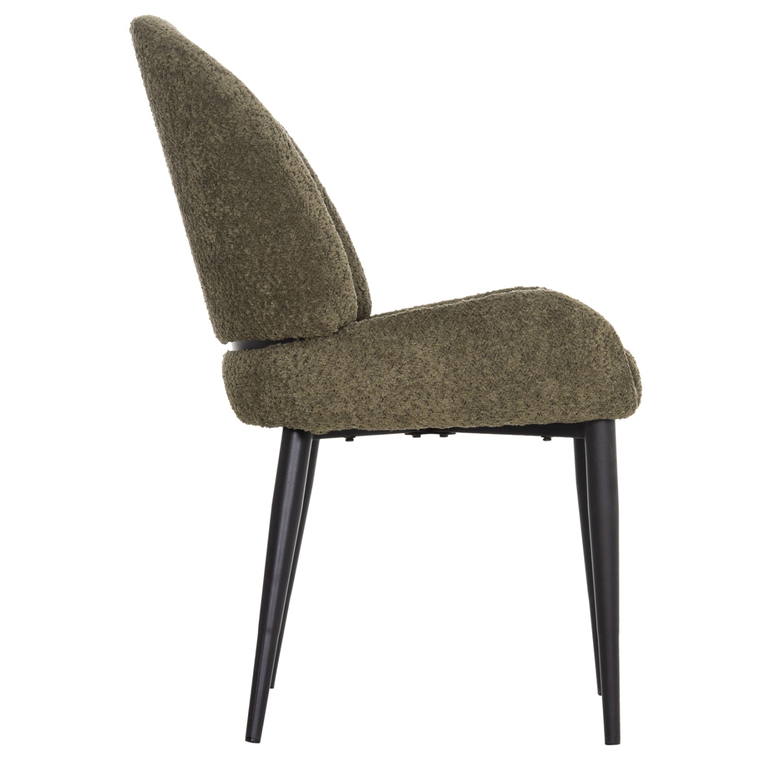 Трапезен стол SARKY зелен букле плат - черни метални крака 56x64x88Hсм.