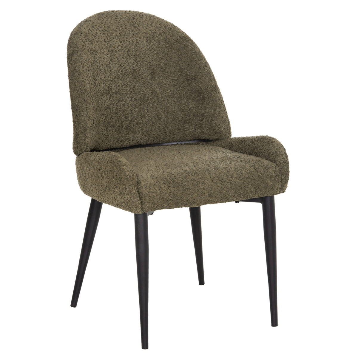 Трапезен стол SARKY зелен букле плат - черни метални крака 56x64x88Hсм.