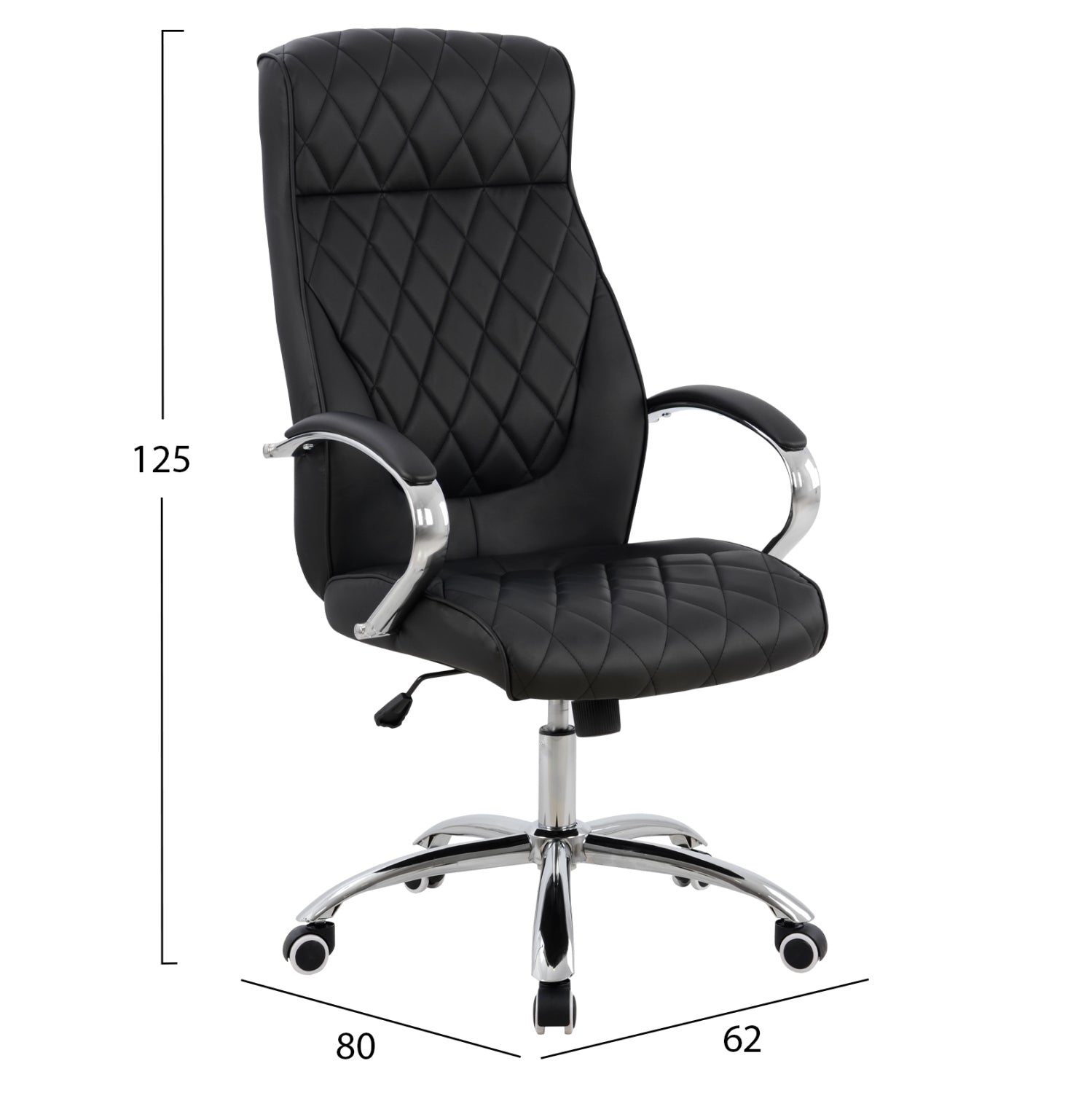 Офис стол за мениджър черен 62x80x125 см