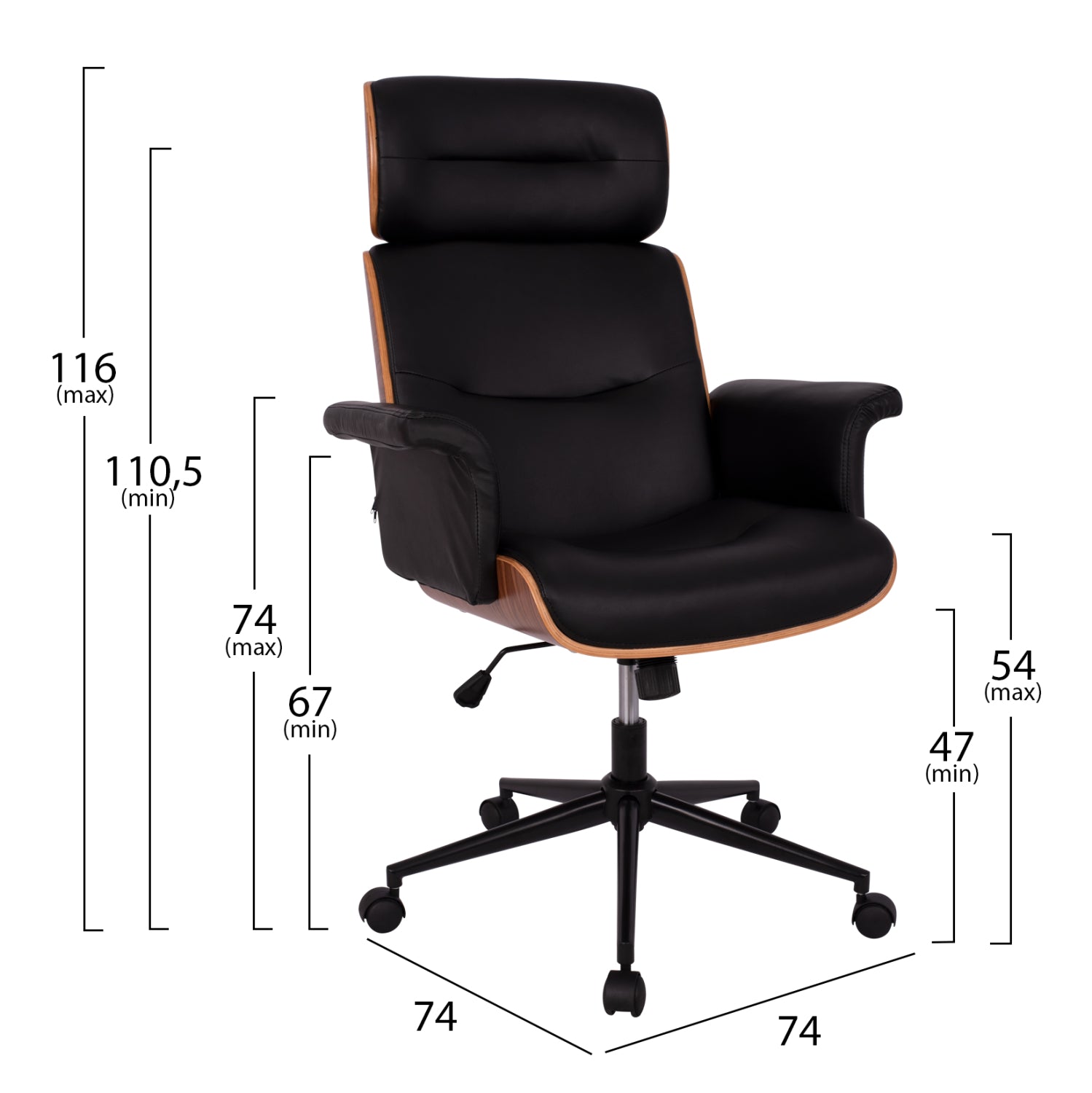 Мениджърски офис стол Superior Pro орех-черен 74x74x116 см