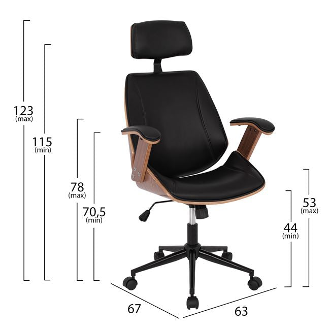 Мениджърски офис стол Superior Pro орех-черен 63x67x123 см