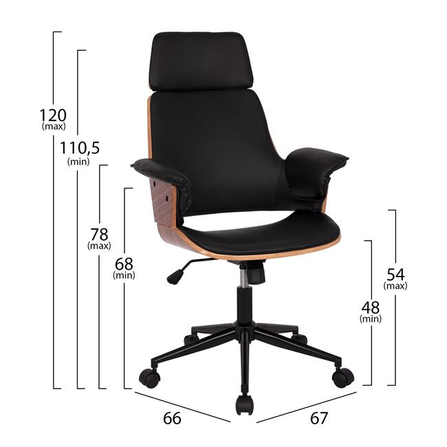 Мениджърски офис стол Superior Pro орех-черен 67x66x120 см