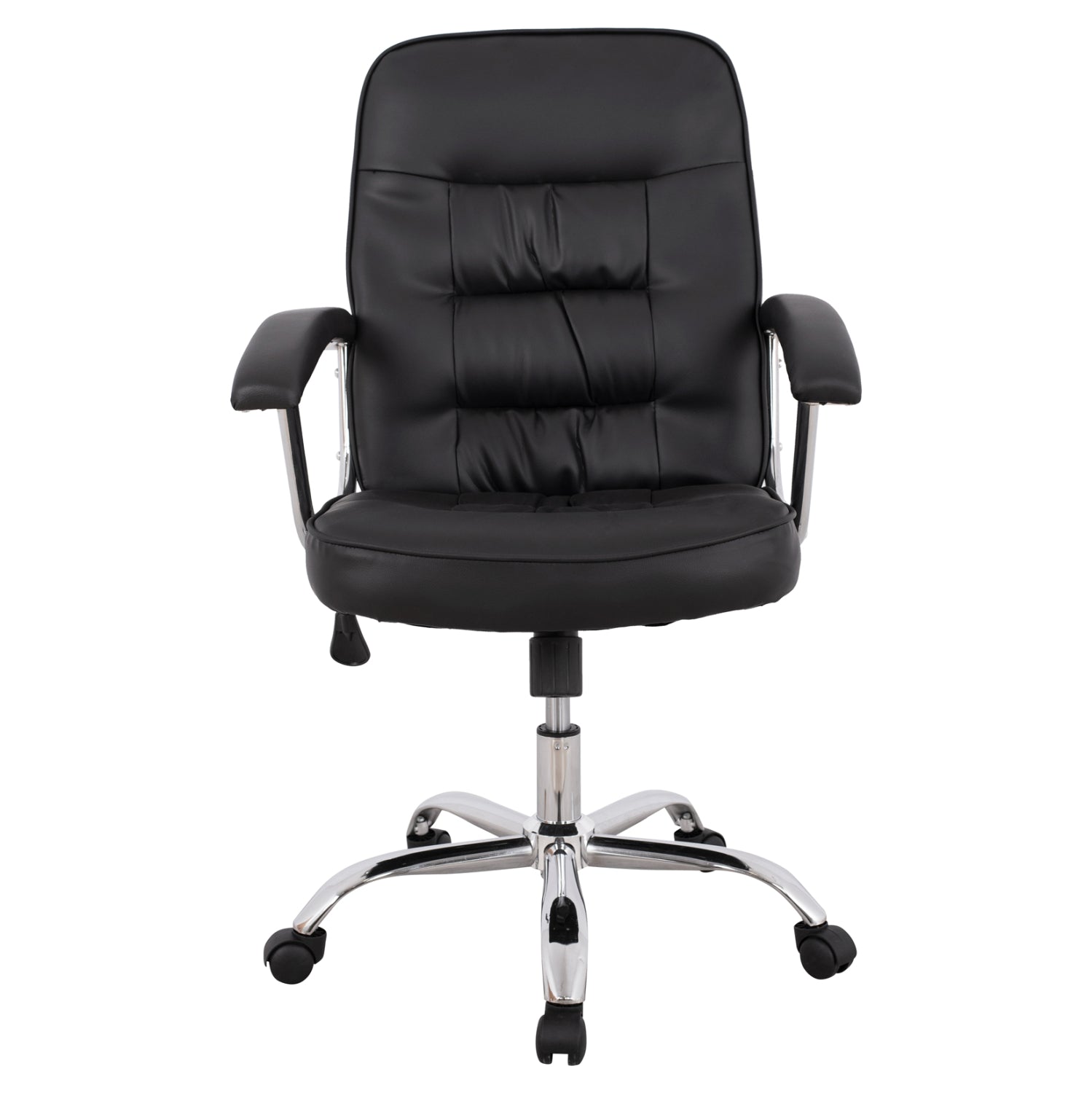 Офис стол с черен PU и хромирана основа 62x62x104 см