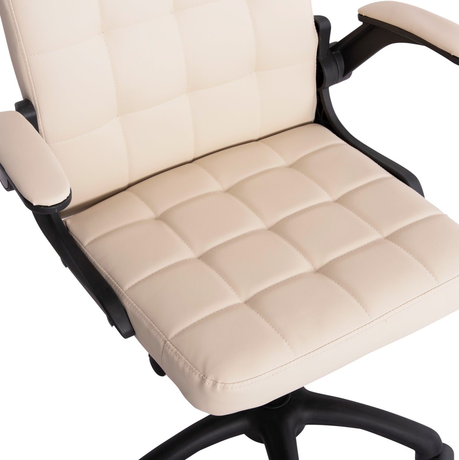 Офис стол PORTIMA бежов PVC - черна рамка и основа 66.5x57x97Hсм.