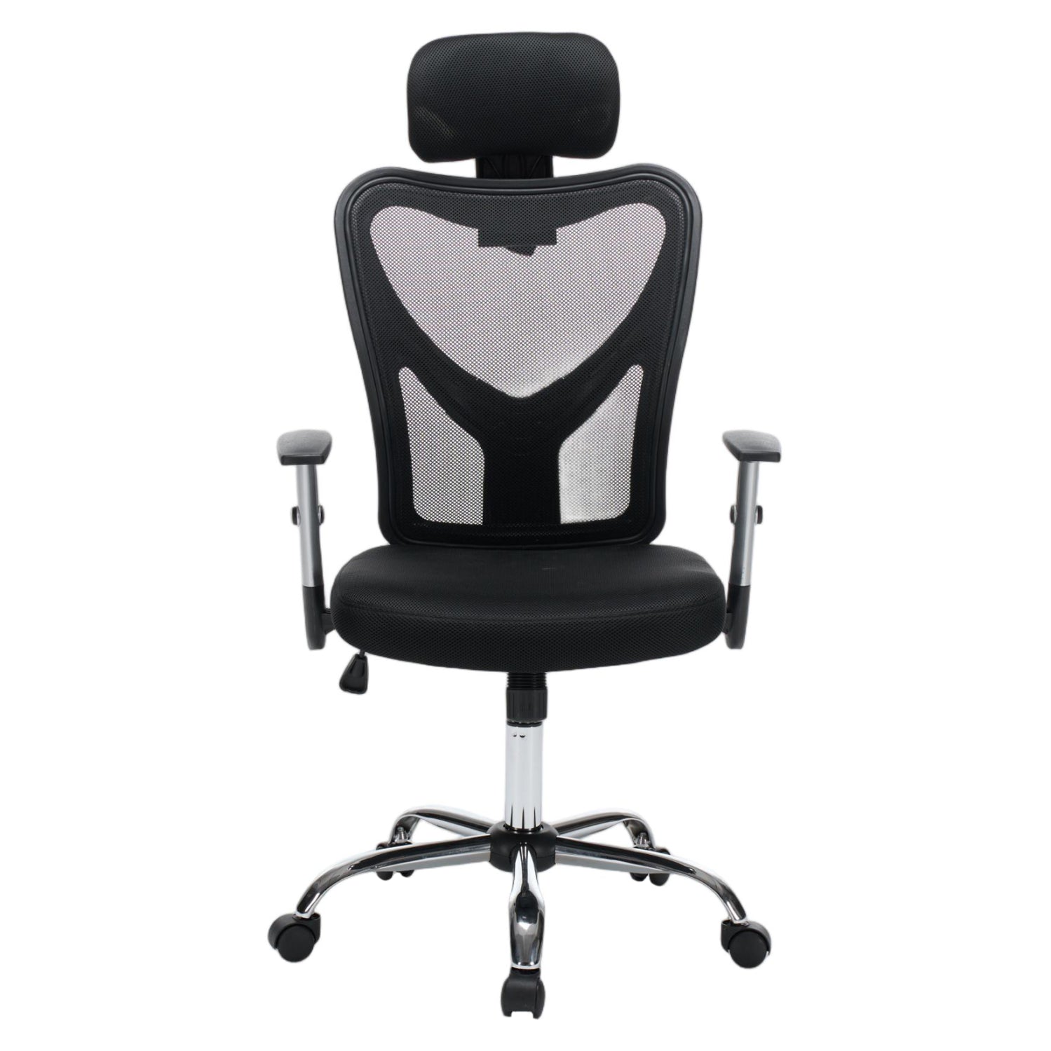 ОФИС СТОЛ CUORE ЧЕРНА МРЕЖЕСТА ТЪКАН-БЛЯК РАМКА--ХРОМИРАНА ОСНОВА 63x61x125Hсм.
