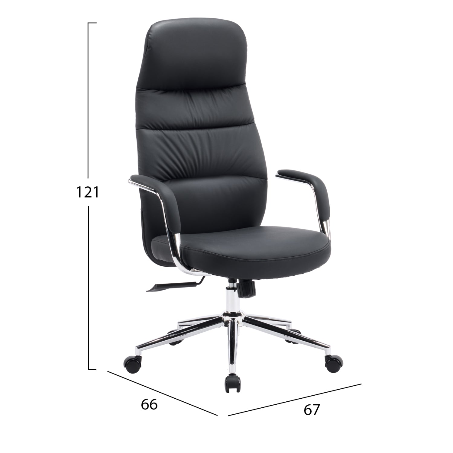 Офис стол TEETER черна PU кожа - хромирана основа 67x66x121 см