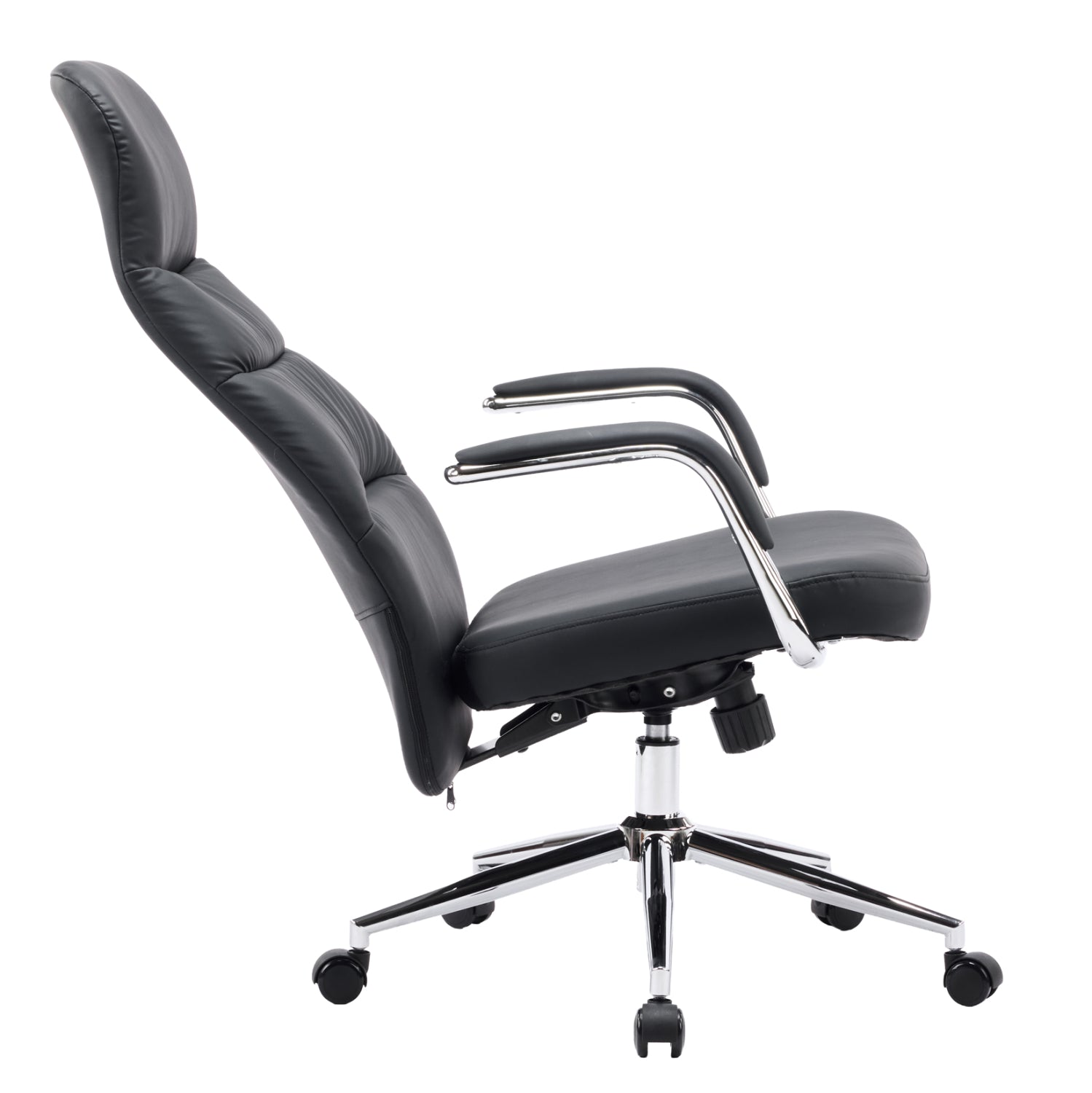Офис стол TEETER черна PU кожа - хромирана основа 67x66x121 см