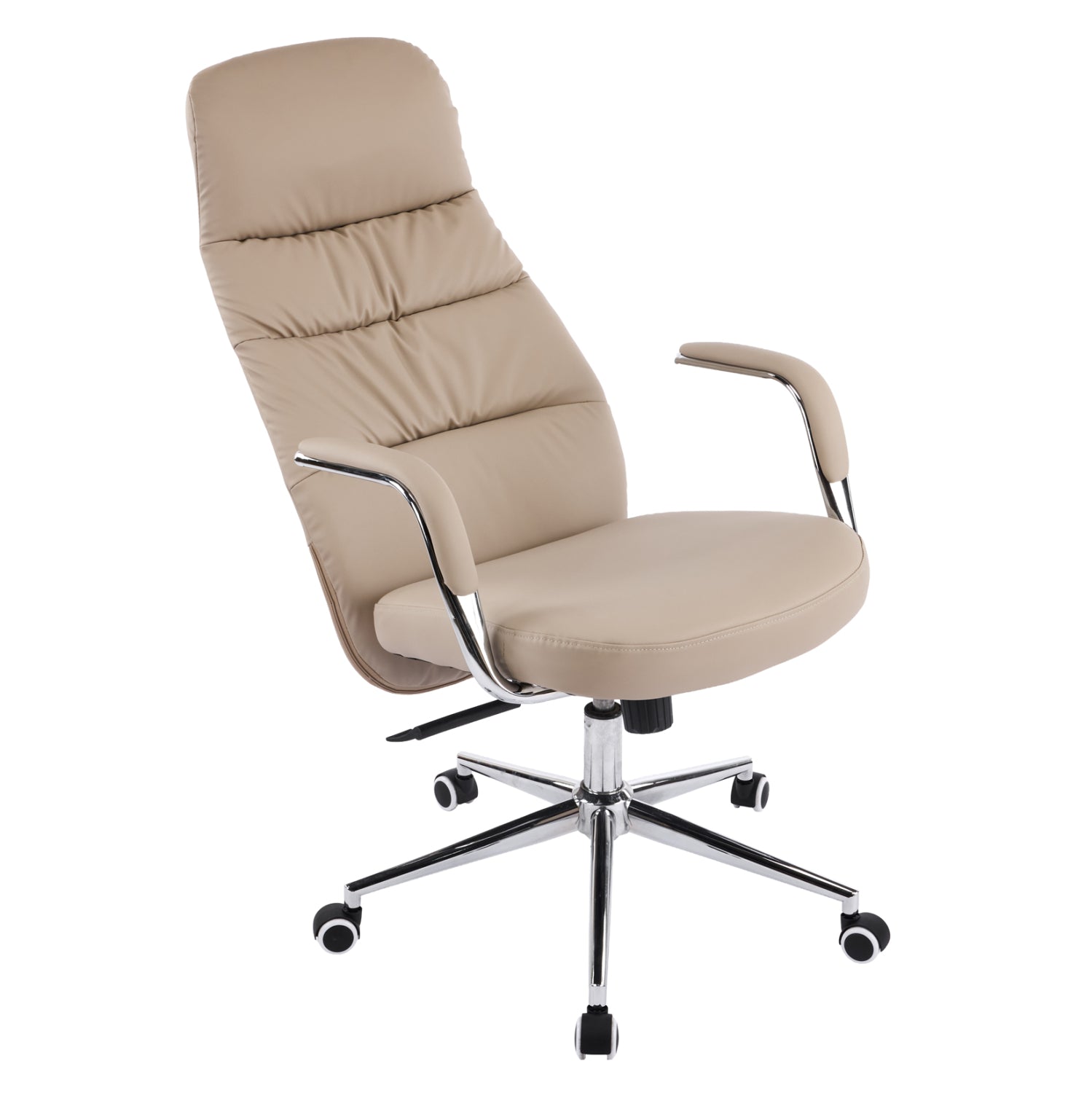 Офис стол TEETER бежова PU кожа - хромирана основа 67x66x121 см