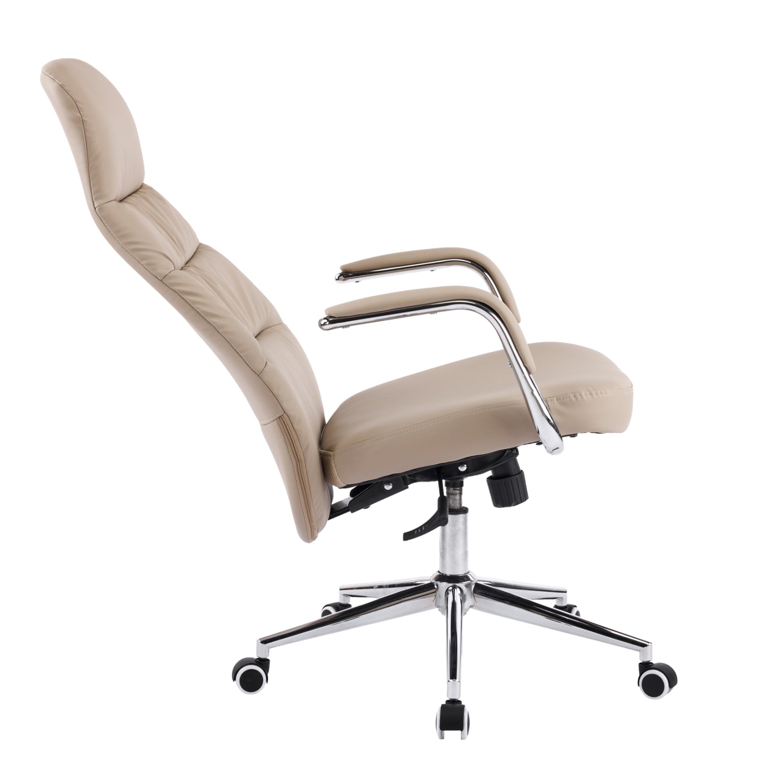 Офис стол TEETER бежова PU кожа - хромирана основа 67x66x121 см