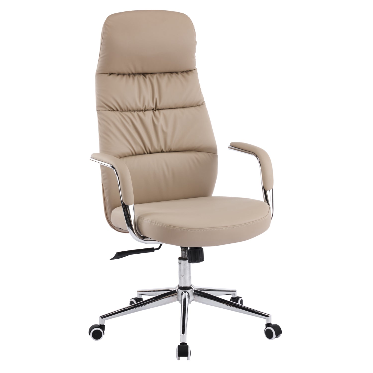 Офис стол TEETER бежова PU кожа - хромирана основа 67x66x121 см