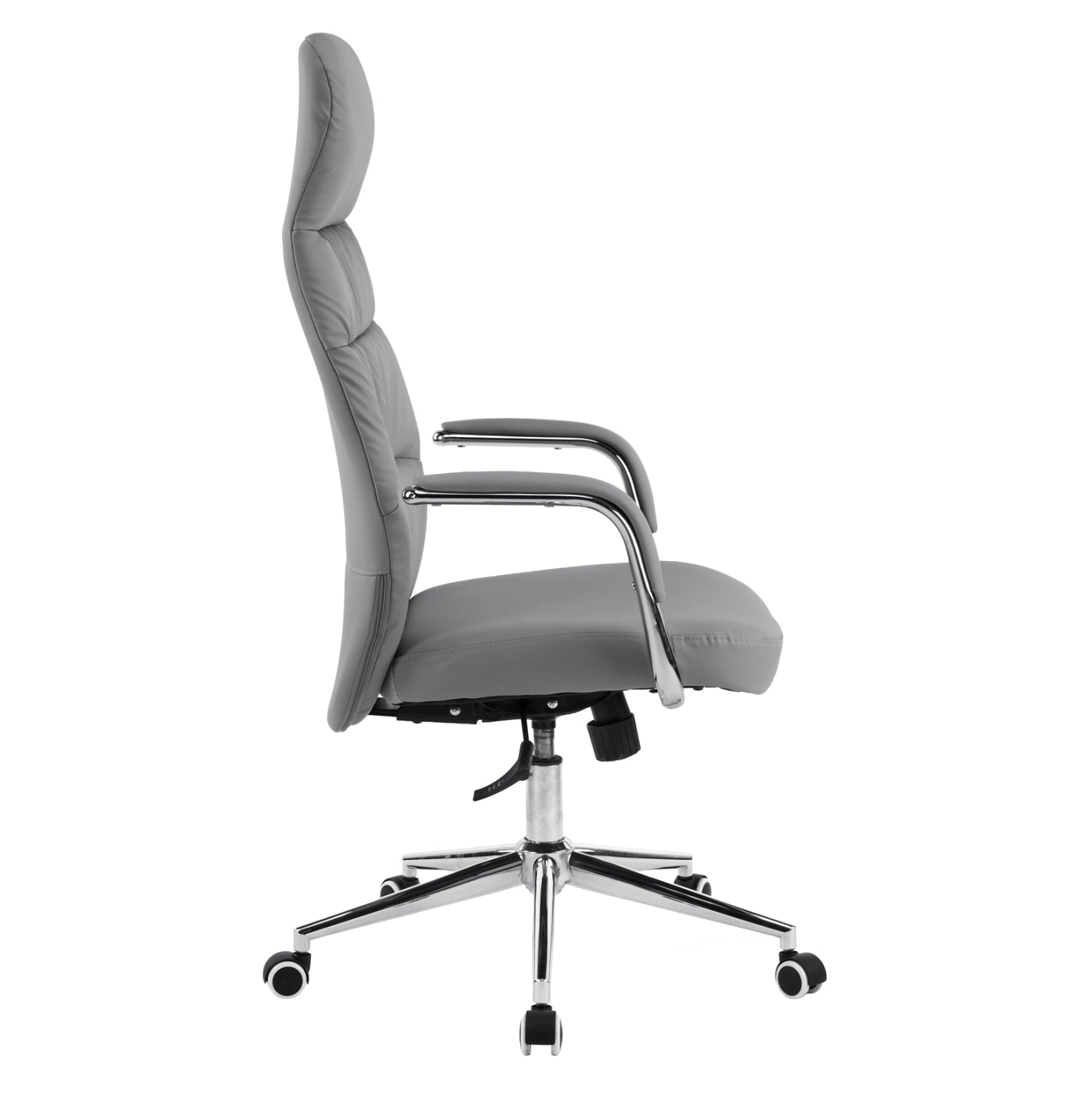 Офис стол TEETER сива PU кожа - хромирана основа 67x66x121 см