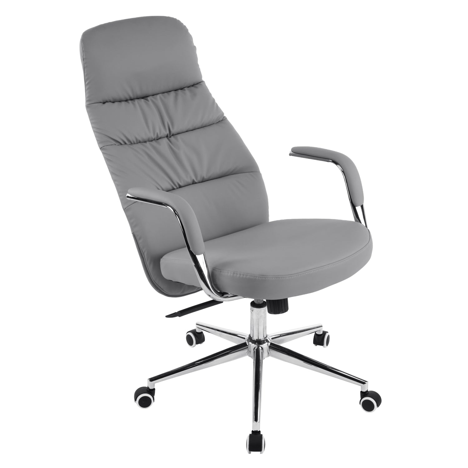 Офис стол TEETER сива PU кожа - хромирана основа 67x66x121 см