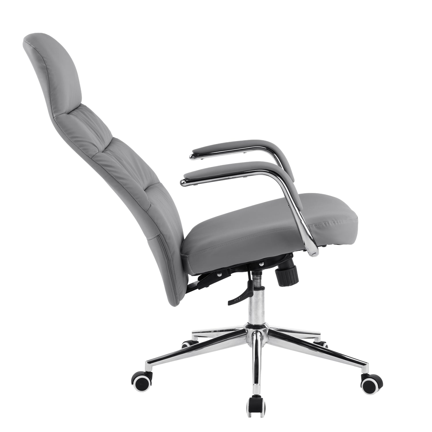 Офис стол TEETER сива PU кожа - хромирана основа 67x66x121 см