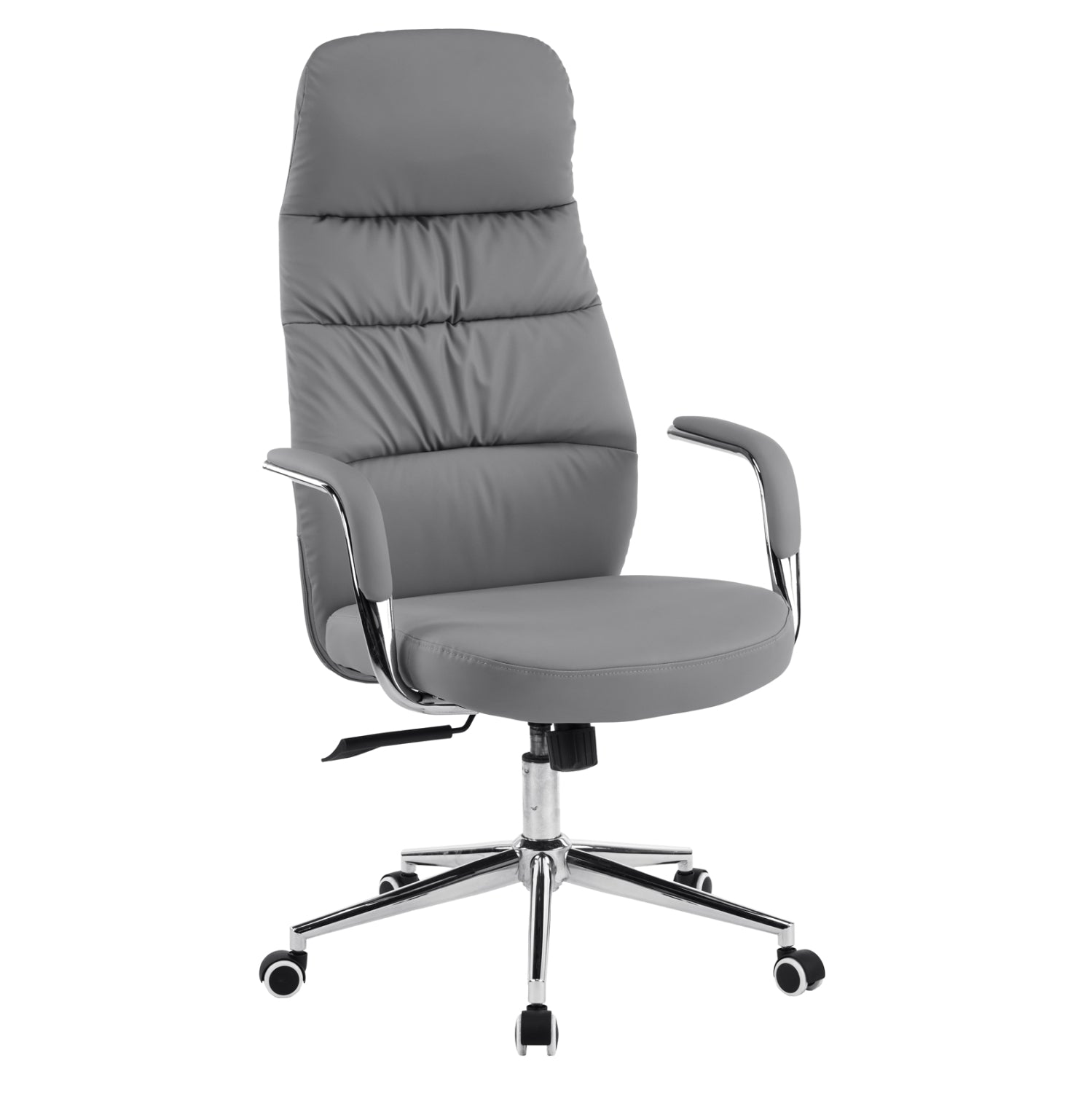 Офис стол TEETER сива PU кожа - хромирана основа 67x66x121 см