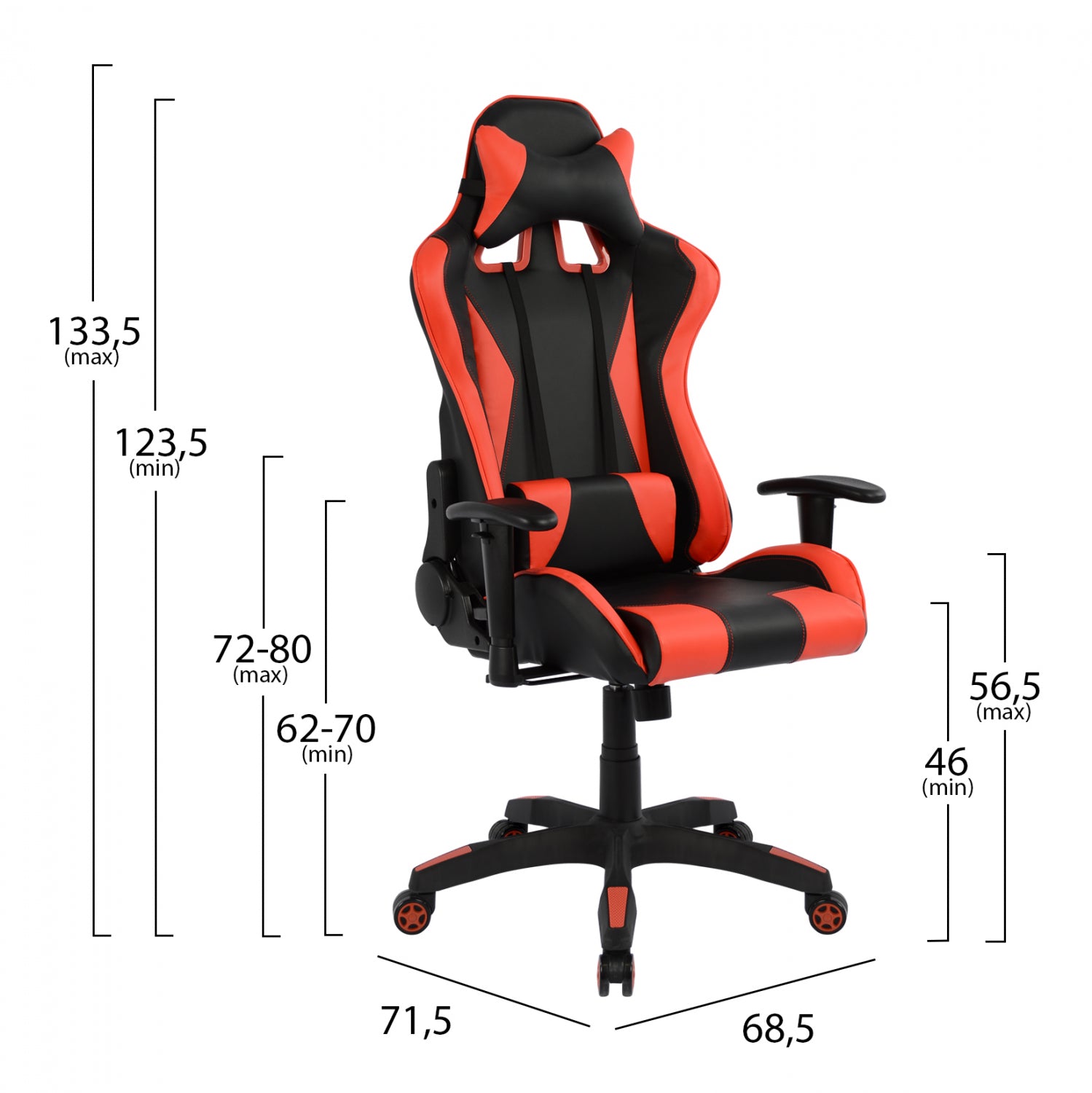 Офисен гейминг стол Speed черно и червено PU 68,5 x 71,5 x 133,5 см