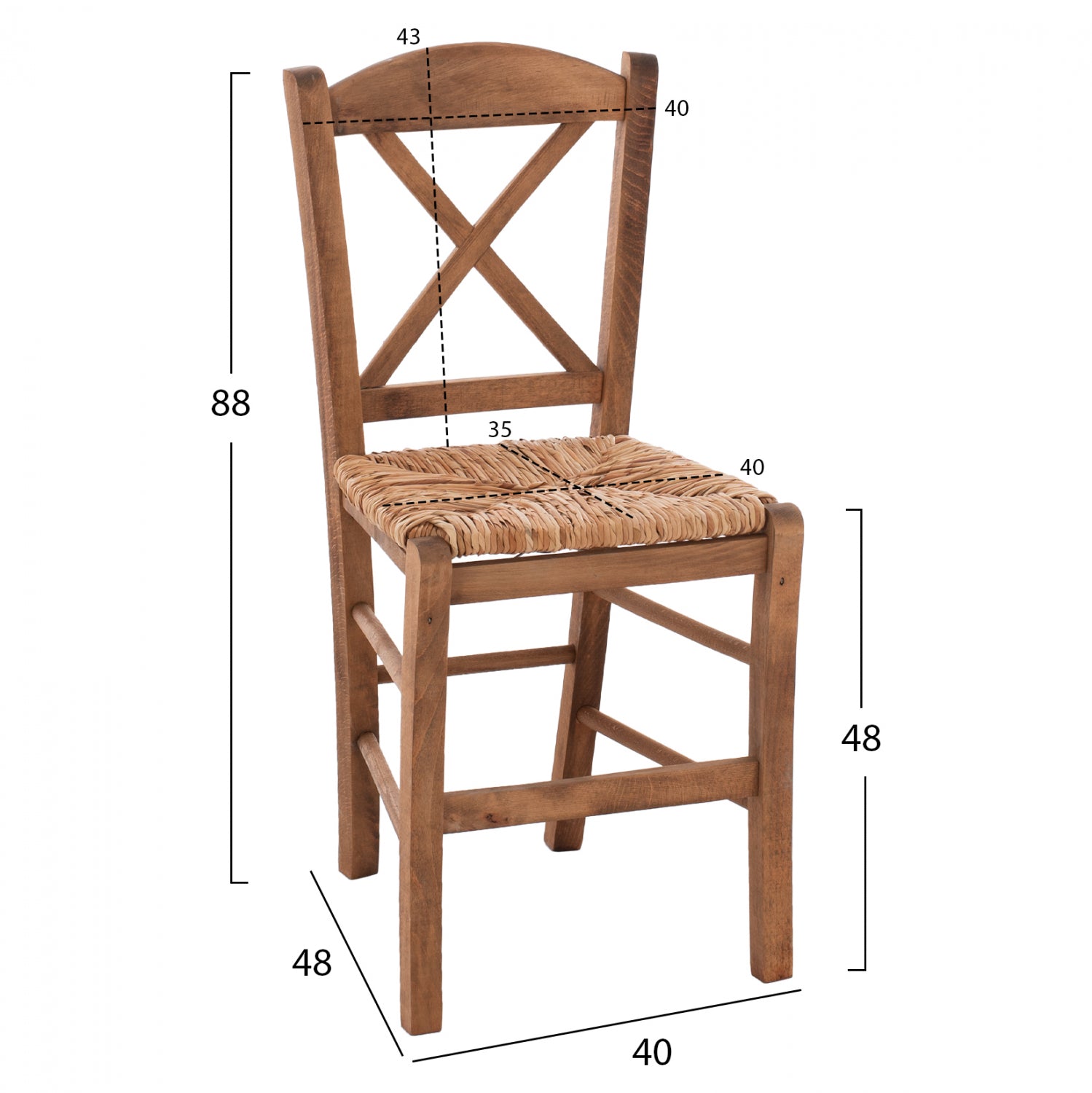 Традиционен стол с преплетена слама орех