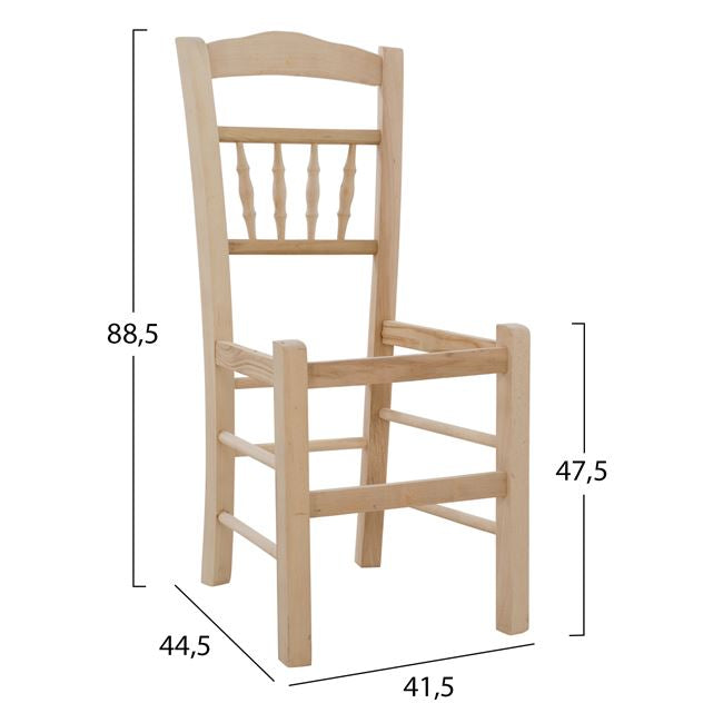 Традиционен стол без цветна рамка 41,5x44,5x88,5 см