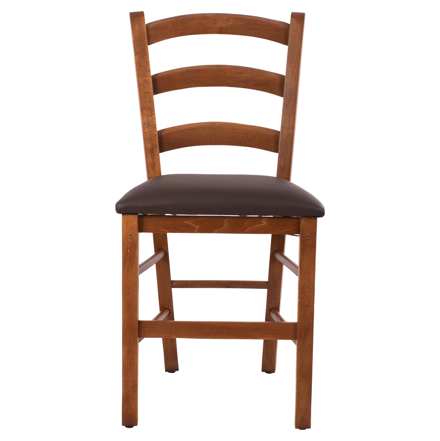 Стол в цвят орех Paros с PU кафяво седалка 43x40x88 cm
